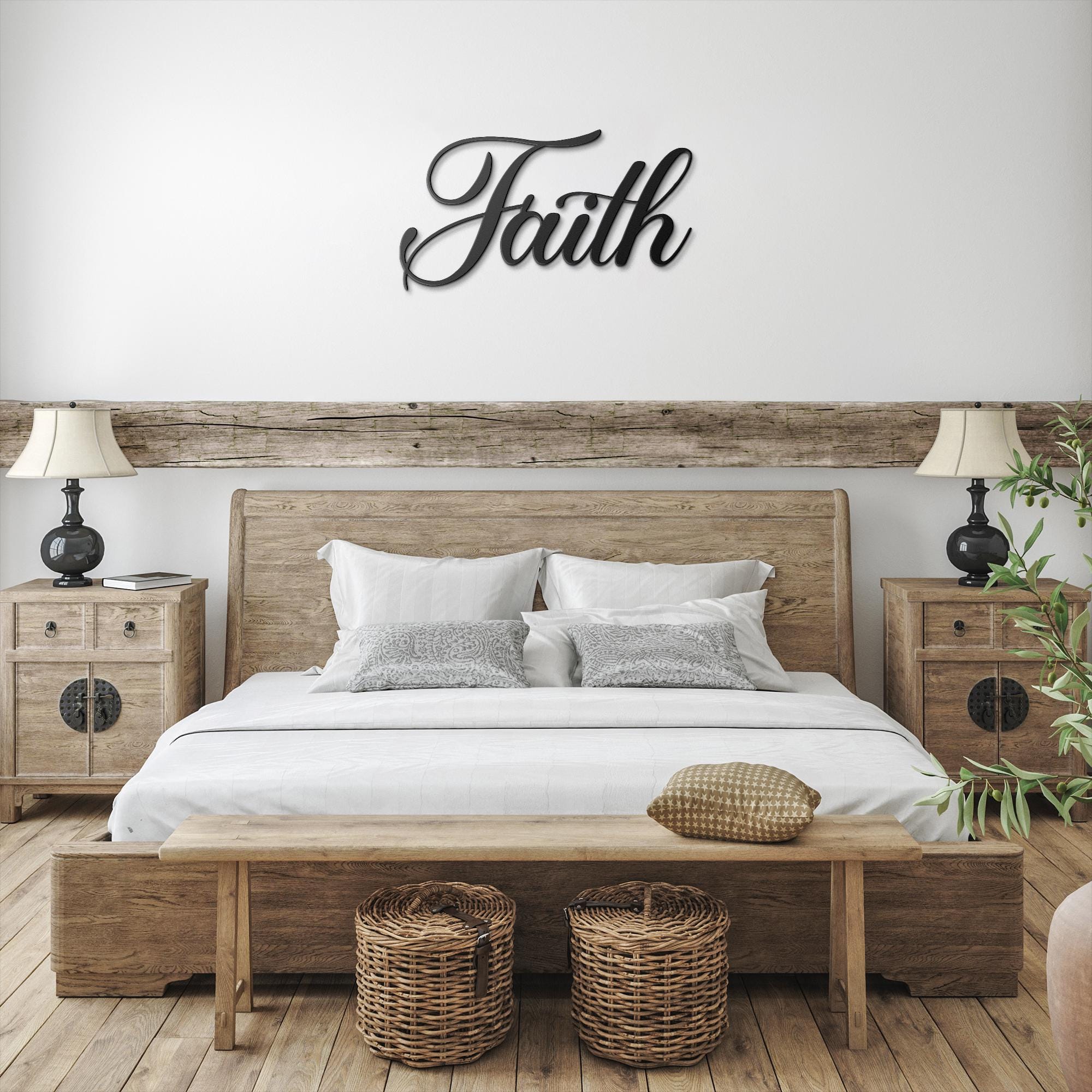 Faith Script Die-Cut Metal Sign, Religious Home Decor, Inspirational Word Art, Christian Gift