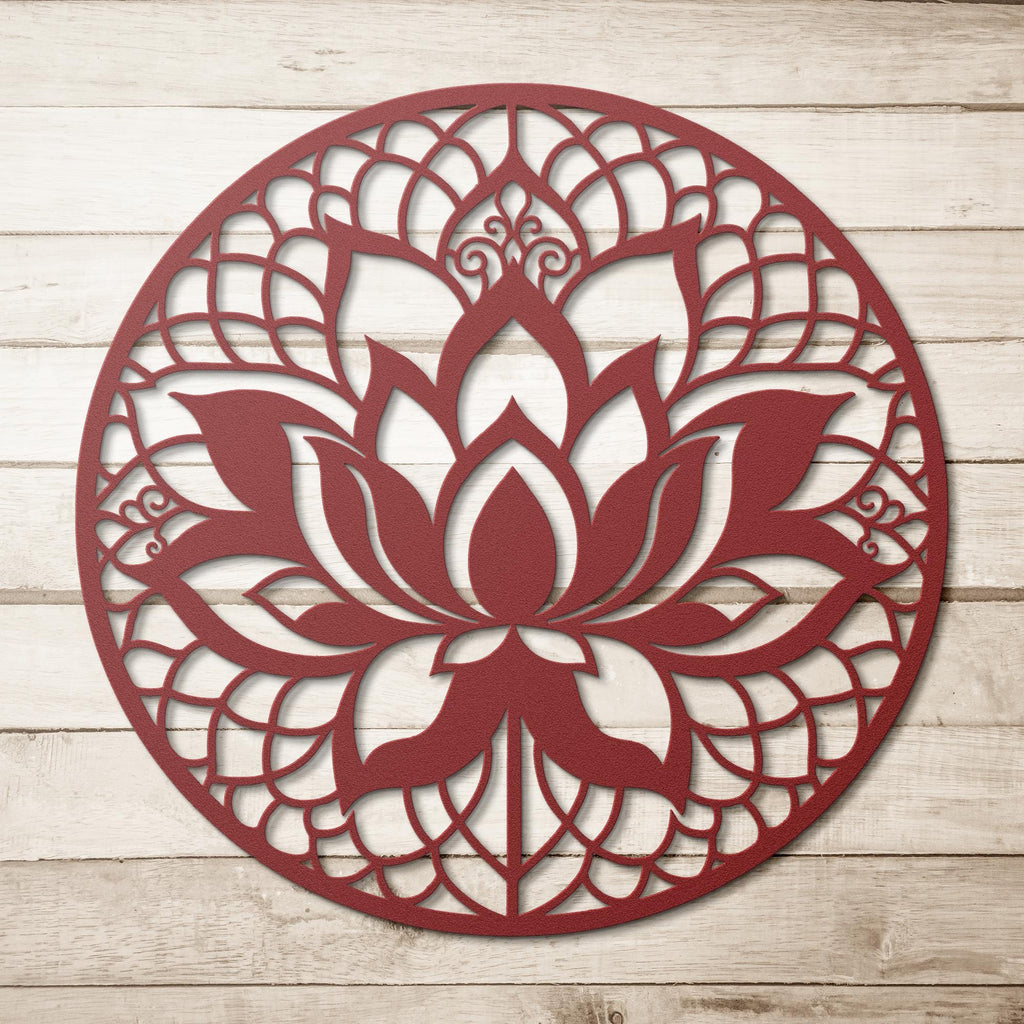 Lotus Flower Metal Wall Art, Mandala Die Cut Sign, Zen Decor