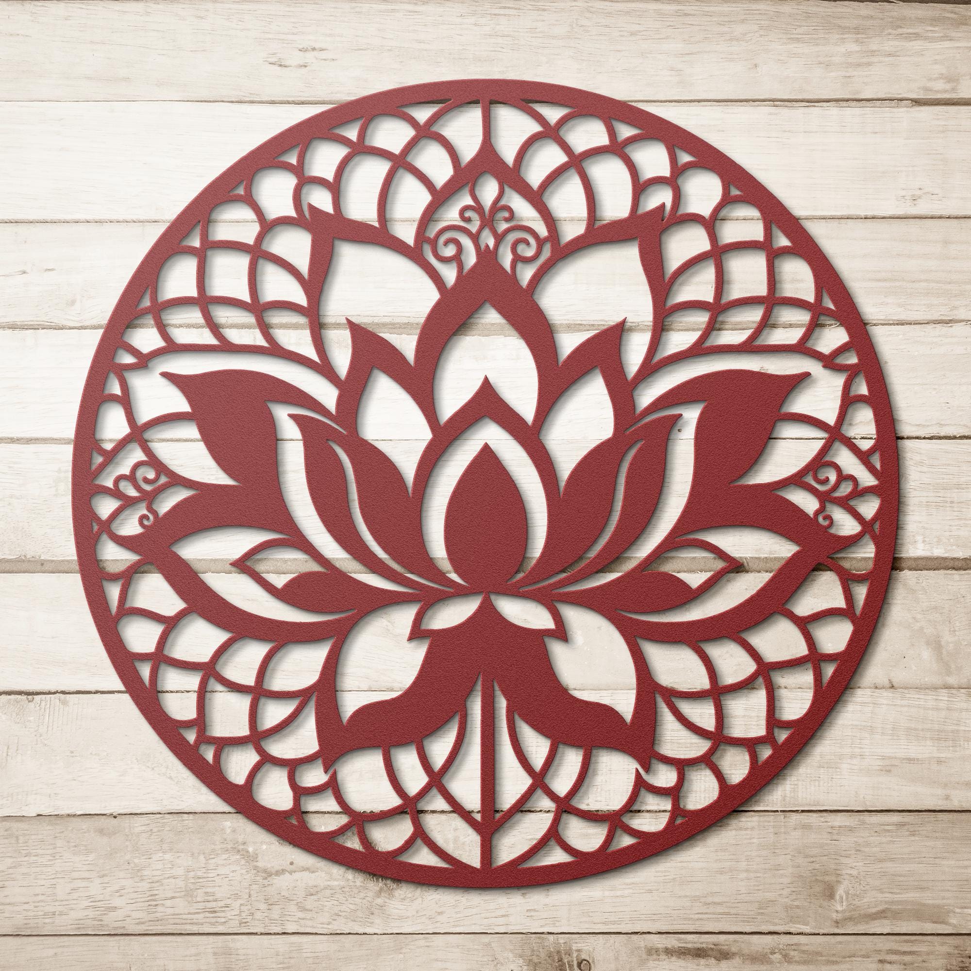 Lotus Flower Metal Wall Art, Mandala Die Cut Sign, Zen Decor