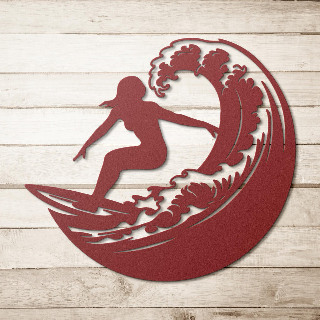 Metal Surfer Wall Art, Ocean Wave Silhouette, Modern Beach Decor, Surf Metal Sign, Water Sport Art, Coastal Home Gift