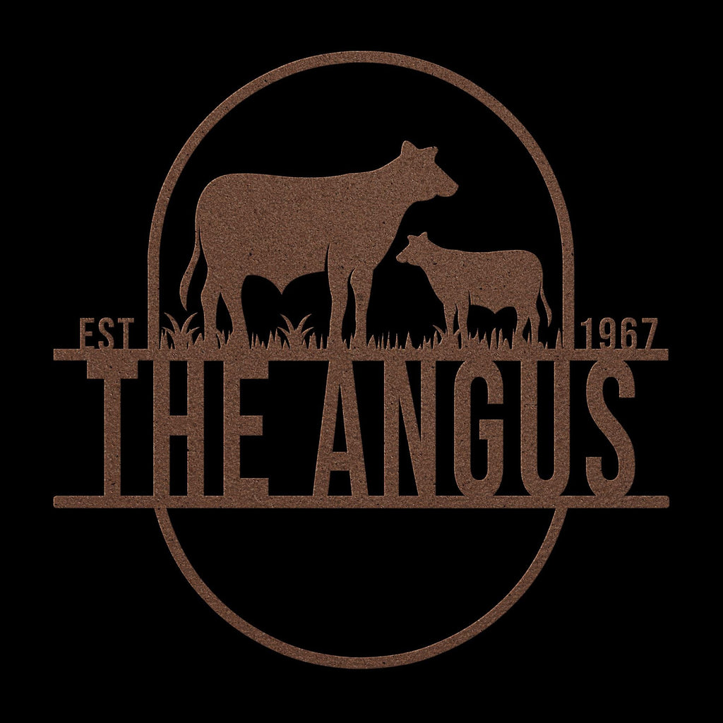 Custom Metal Farm Sign: Cow & Calf Design, Personalized Ranch Decor