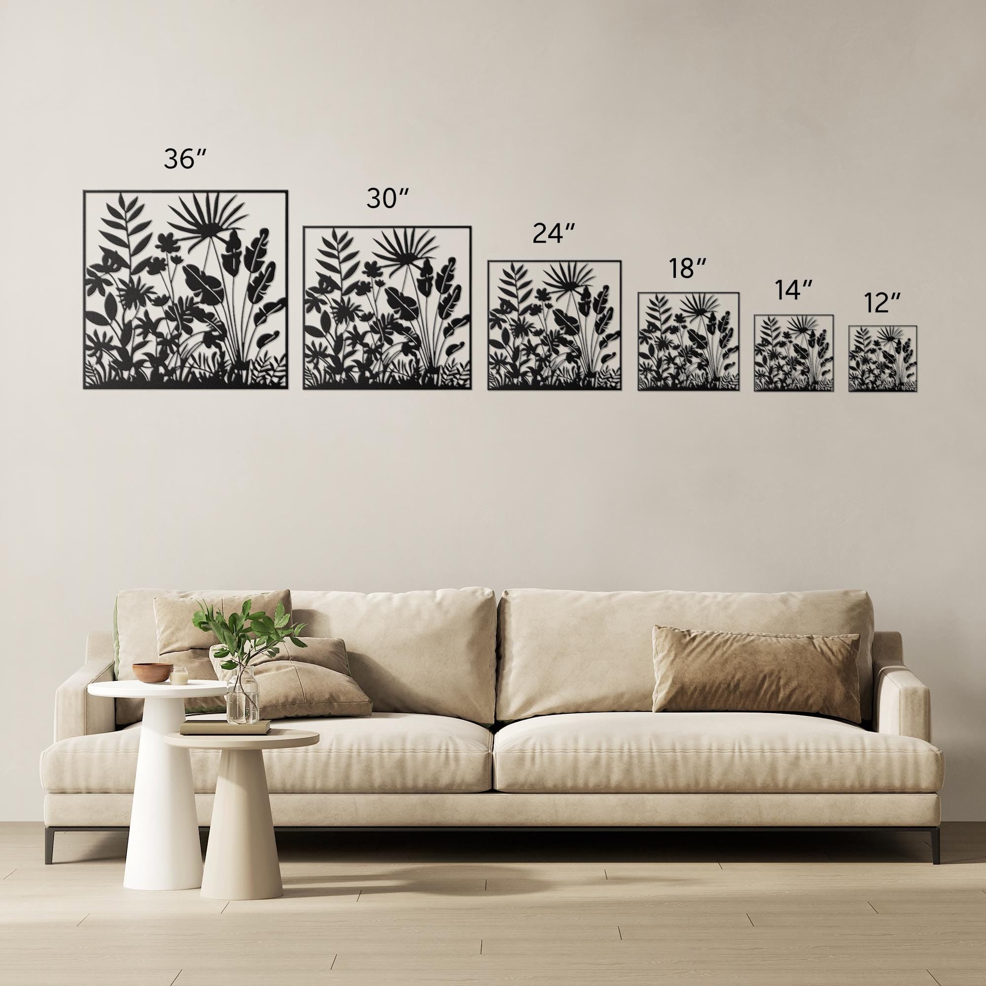 Tropical Leaves Metal Wall Art, Botanical Garden Sign, Modern Jungle Foliage Decor