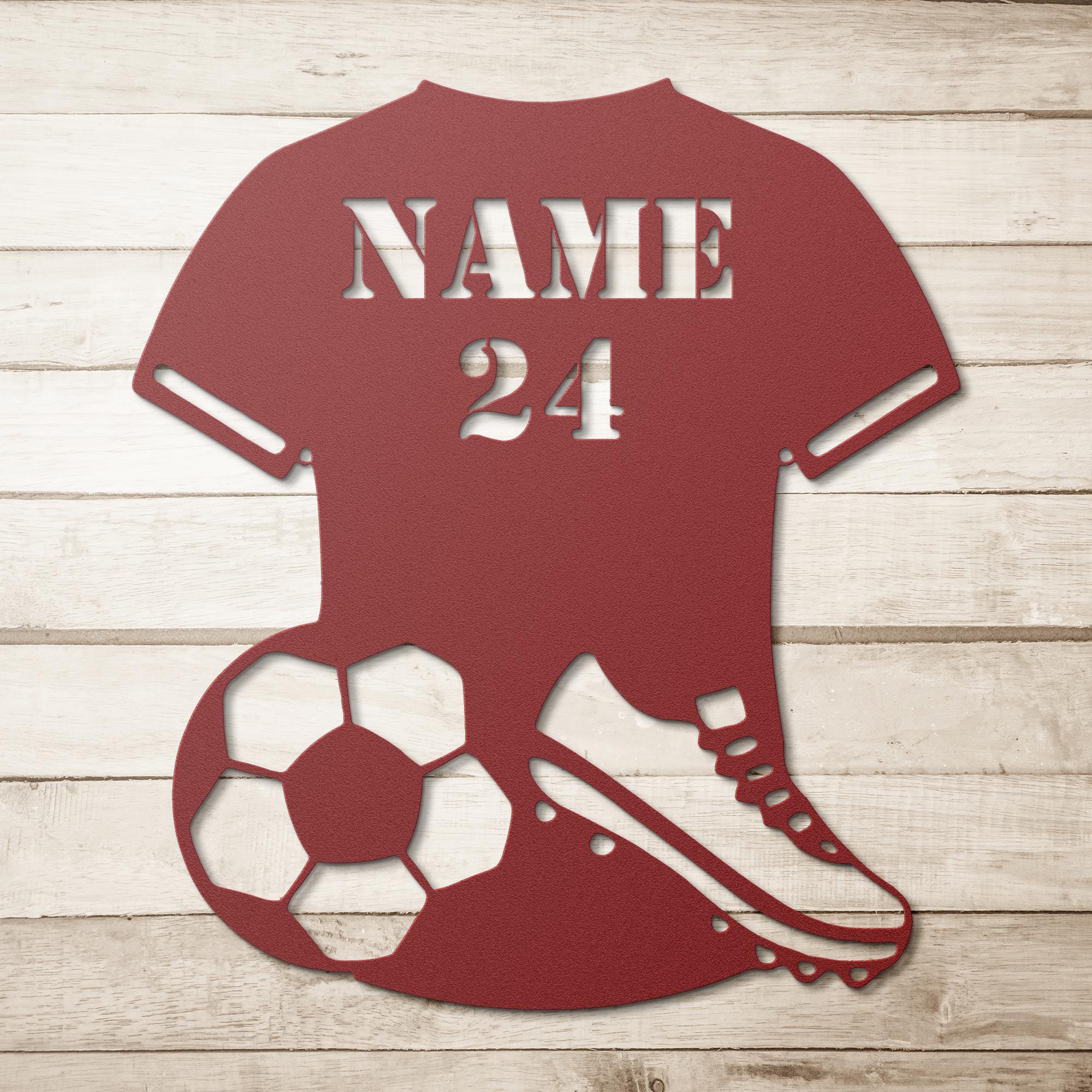 Personalized Soccer Jersey Metal Sign, Custom Name Number Art