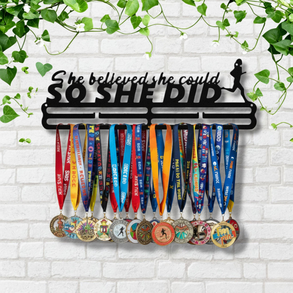 She Believed She Could So She Did Medal Hanger, Running Award Display, Marathon Rack