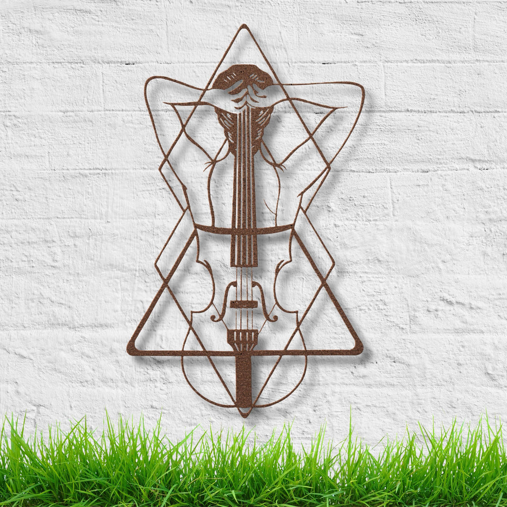 Violin Metal Wall Art, Geometric Female Figure, Music Lover Gift