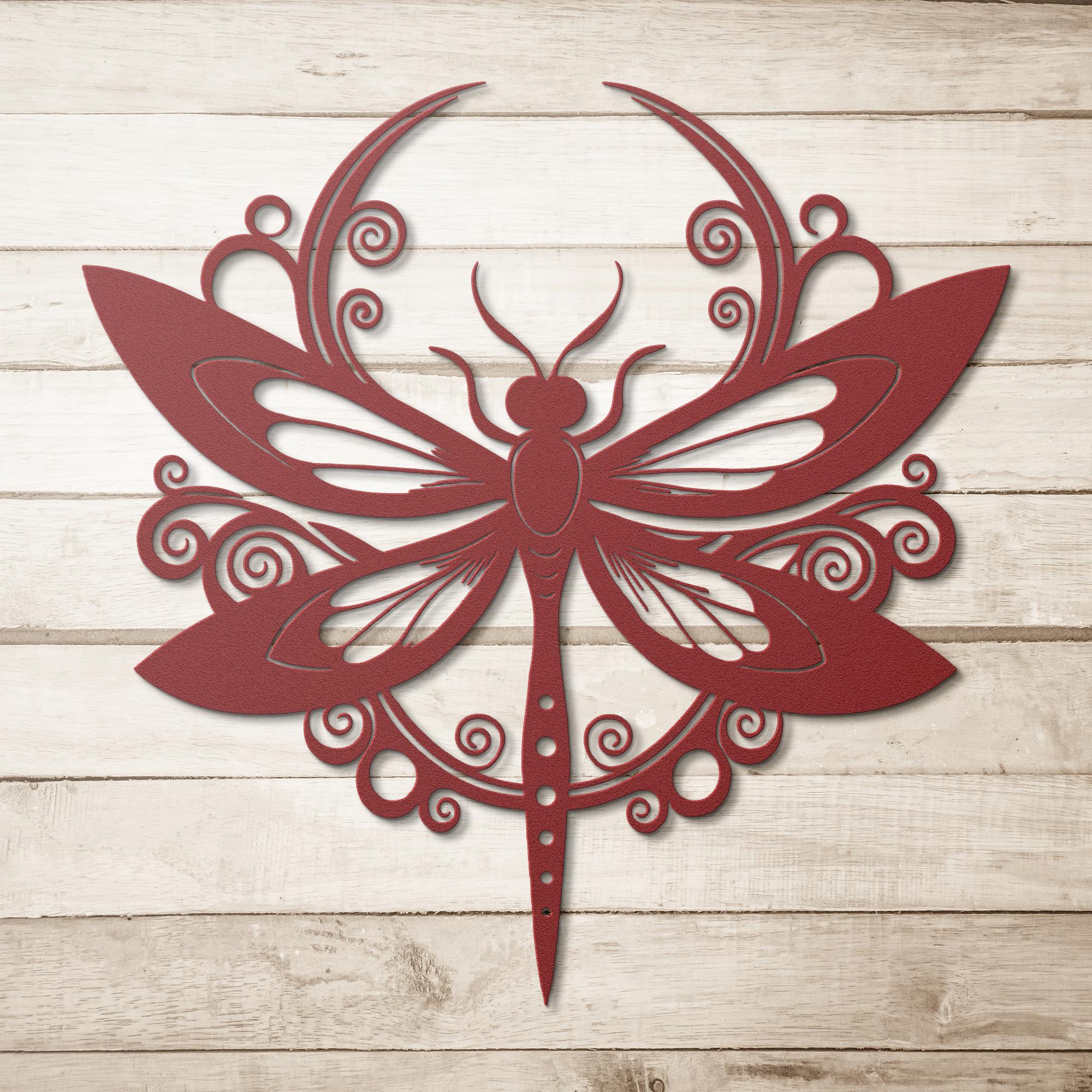 Dragonfly Metal Art – Ornate Celestial Wall Decor | Black Metal Cutout Sign