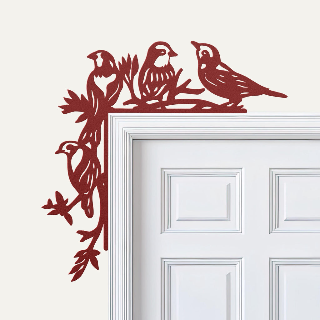 Bird Metal Door Corner Sign, Songbird Branch Decor, Nature Wall Art, Mother's Day Gift
