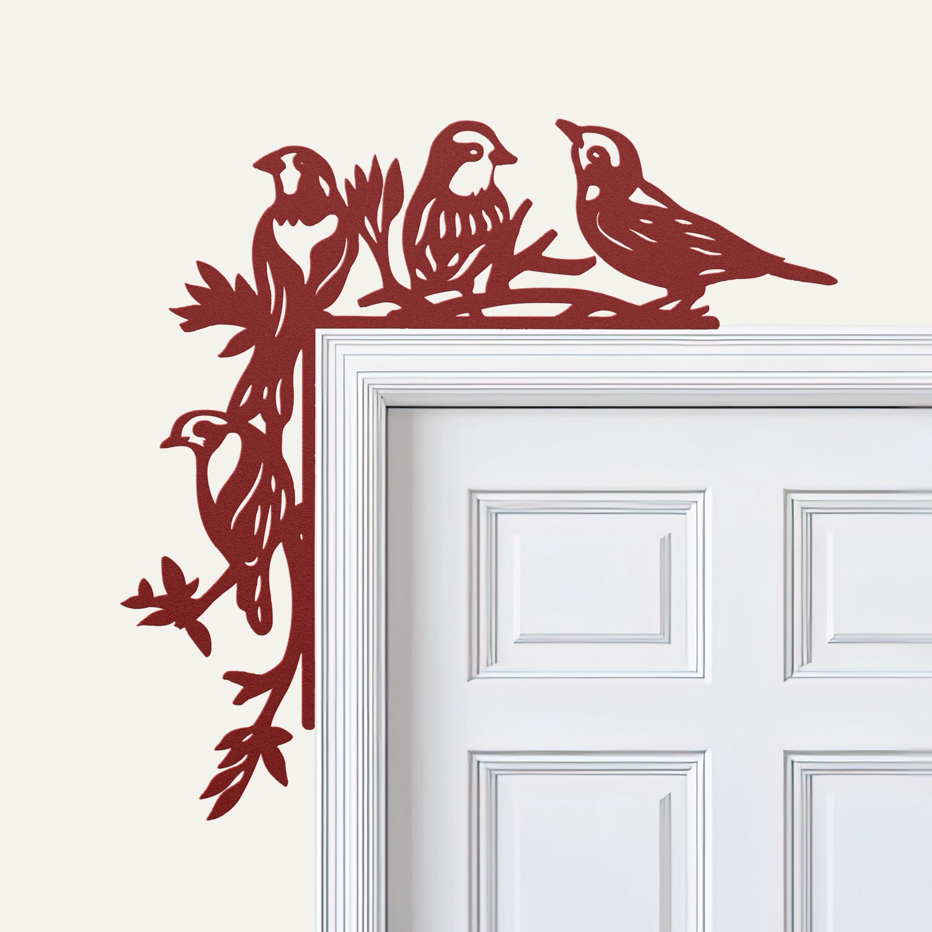 Bird Metal Door Corner Sign, Songbird Branch Decor, Nature Wall Art, Mother's Day Gift