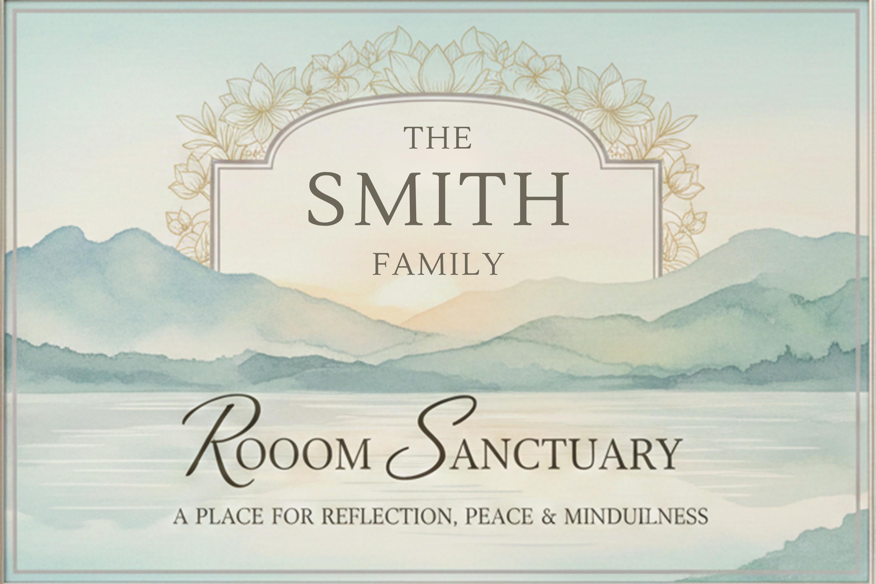 Personalized Metal Sign | Custom Family Name Wall Art - Watercolor Mountain Decor