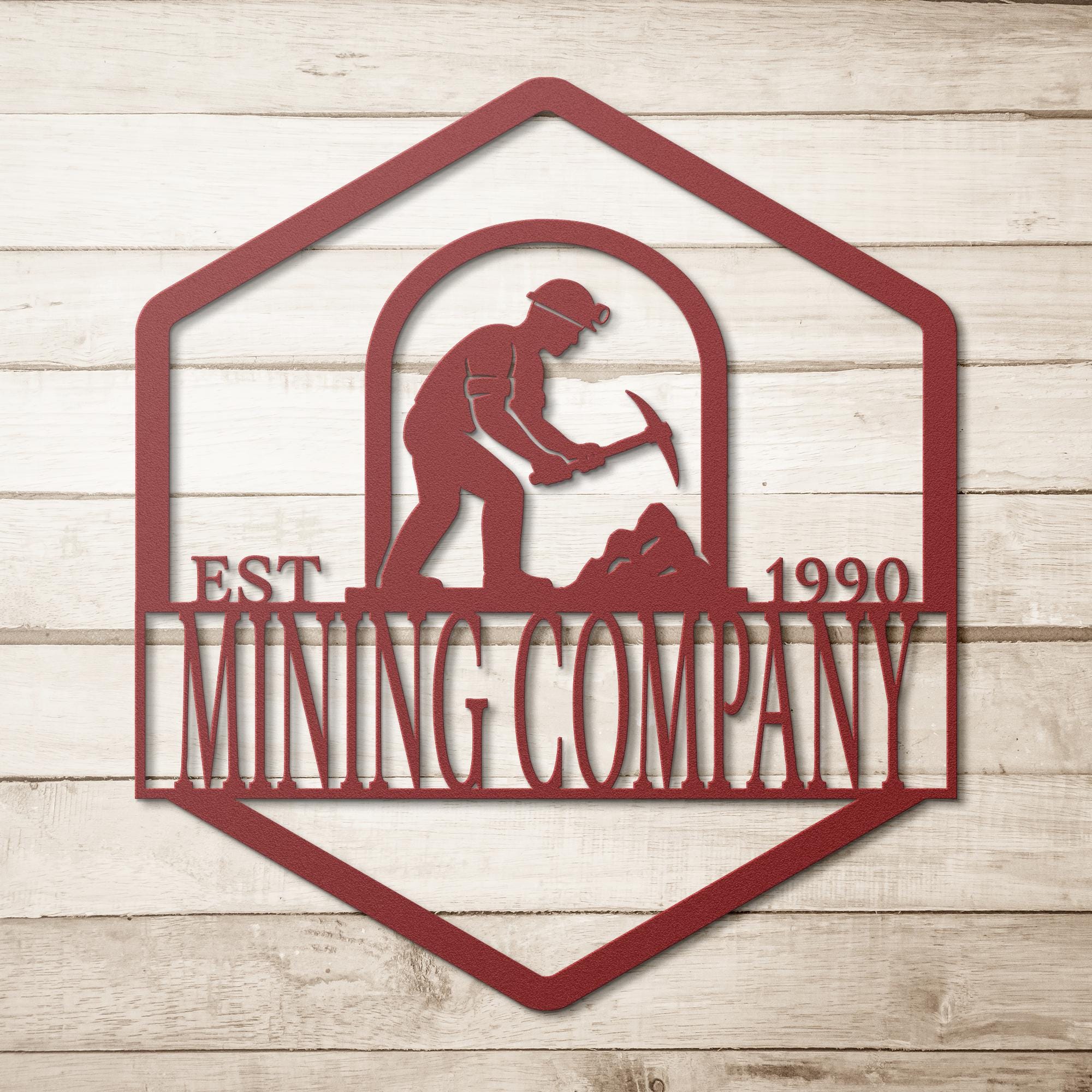 Custom Metal Mining Company Logo Sign: Personalized Business Decor
