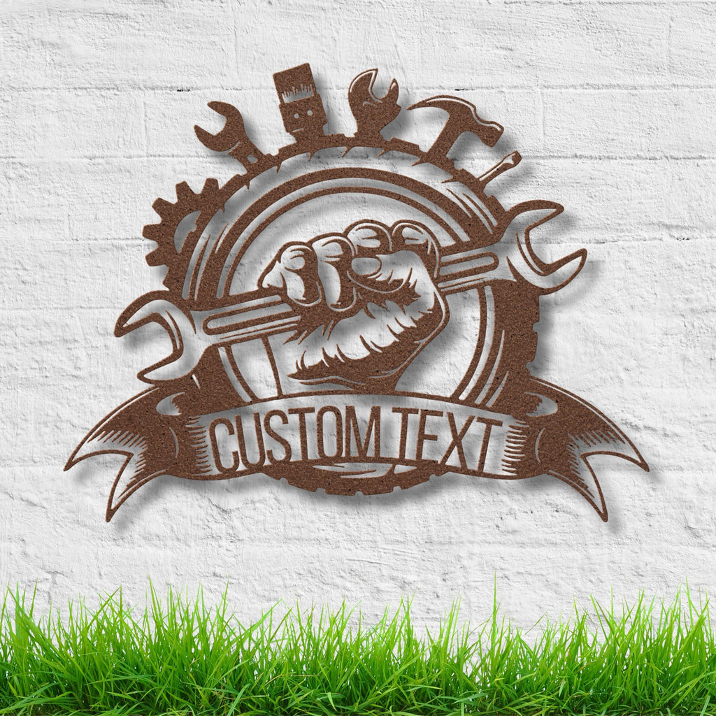 Personalized Mechanic Sign - Custom Garage Sign | Durable Steel Workshop Metal Plaque