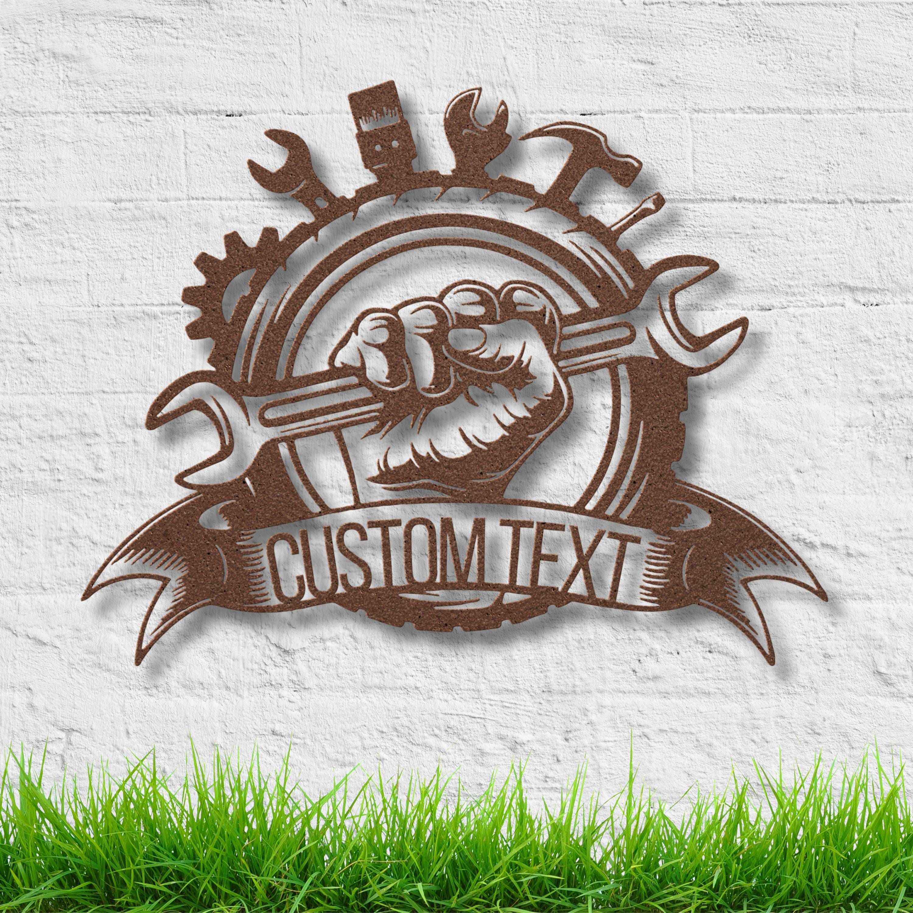 Personalized Mechanic Sign - Custom Garage Sign | Durable Steel Workshop Metal Plaque