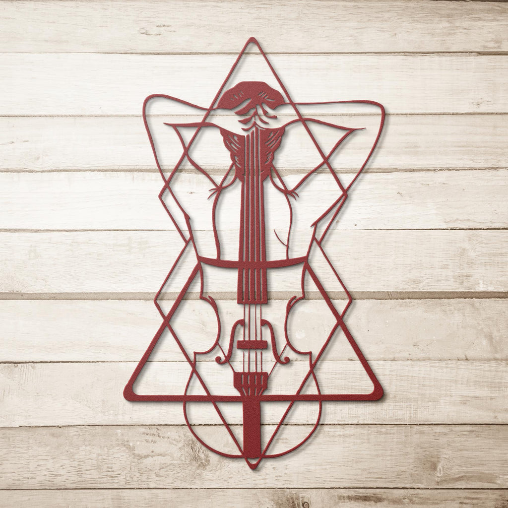 Violin Metal Wall Art, Geometric Female Figure, Music Lover Gift