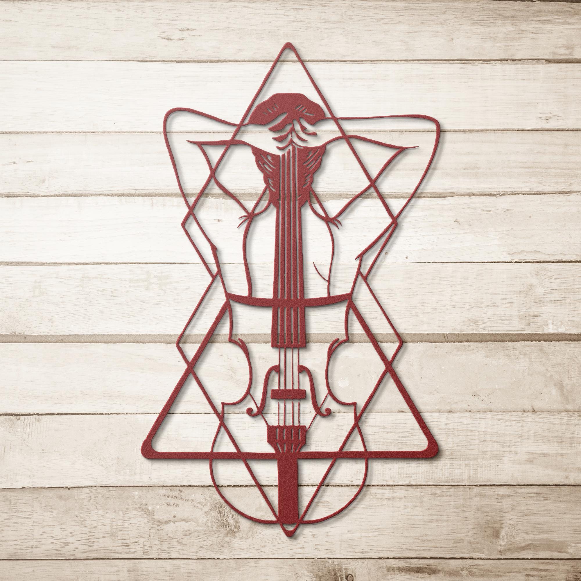 Violin Metal Wall Art, Geometric Female Figure, Music Lover Gift