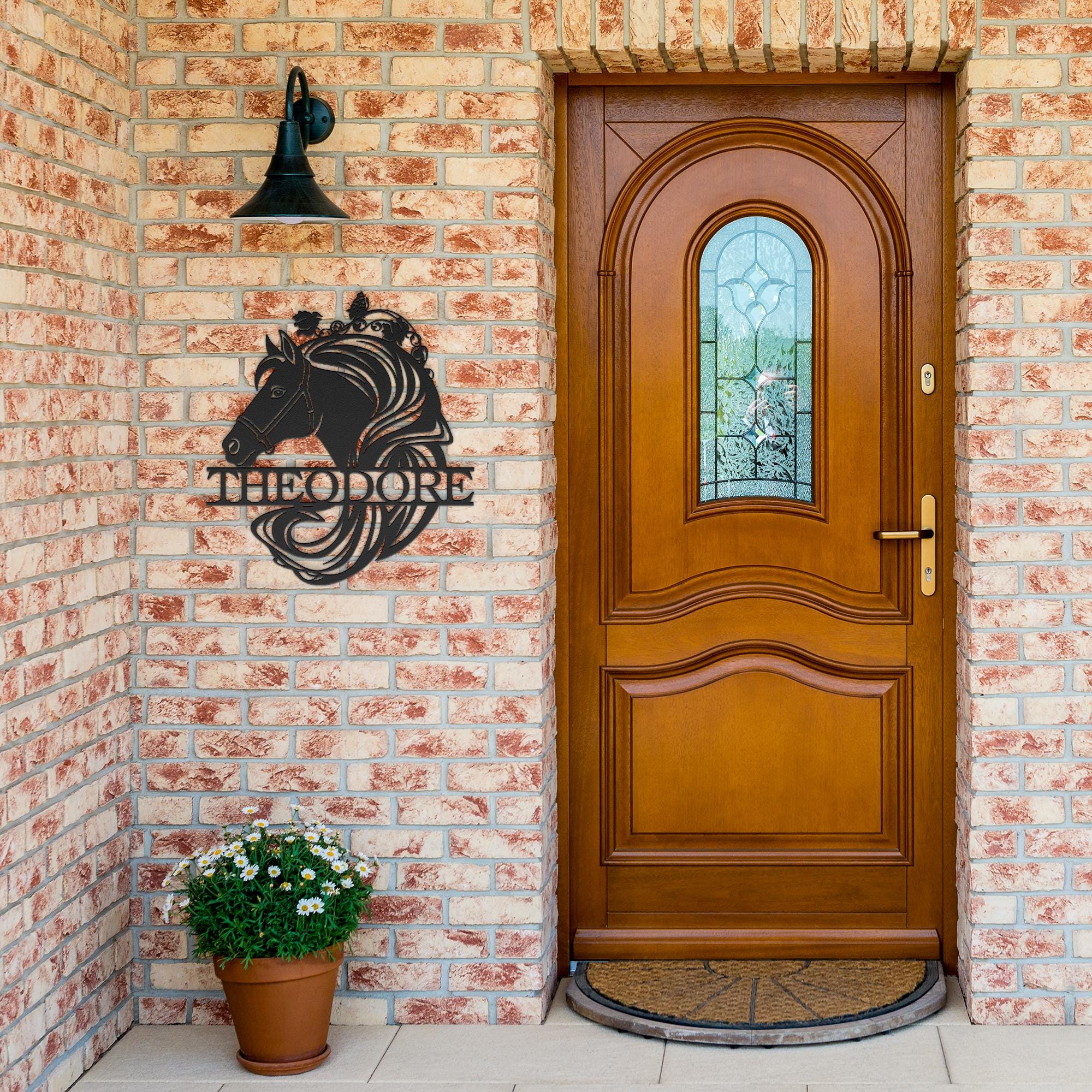 Personalized Horse Head Metal Sign, Equestrian Name Plaque