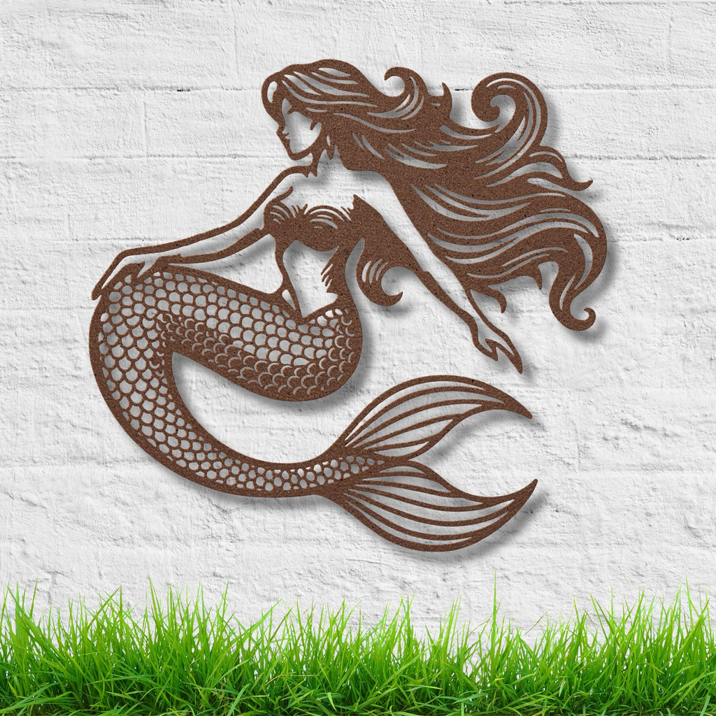 Classic Mermaid Die-Cut Metal Sign, Siren Nautical Decor, Fantasy Ocean Art, Beach Lover Gift