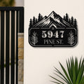 Personalized Metal Address Sign - Custom House Number Sign | Rustic Cabin Decor