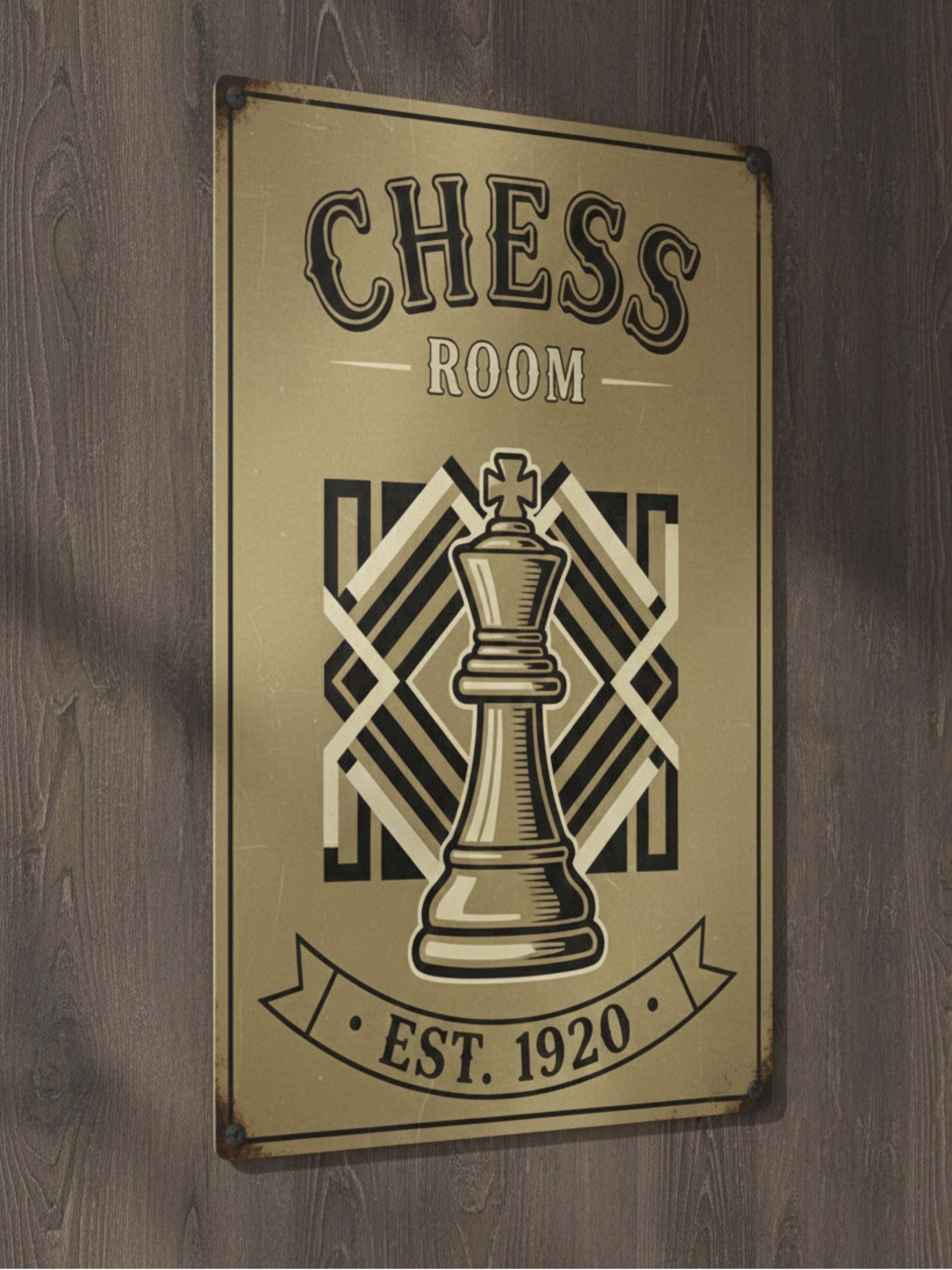 Personalized Chess Room Sign - Custom Metal Plaque | Vintage Game Decor Gift
