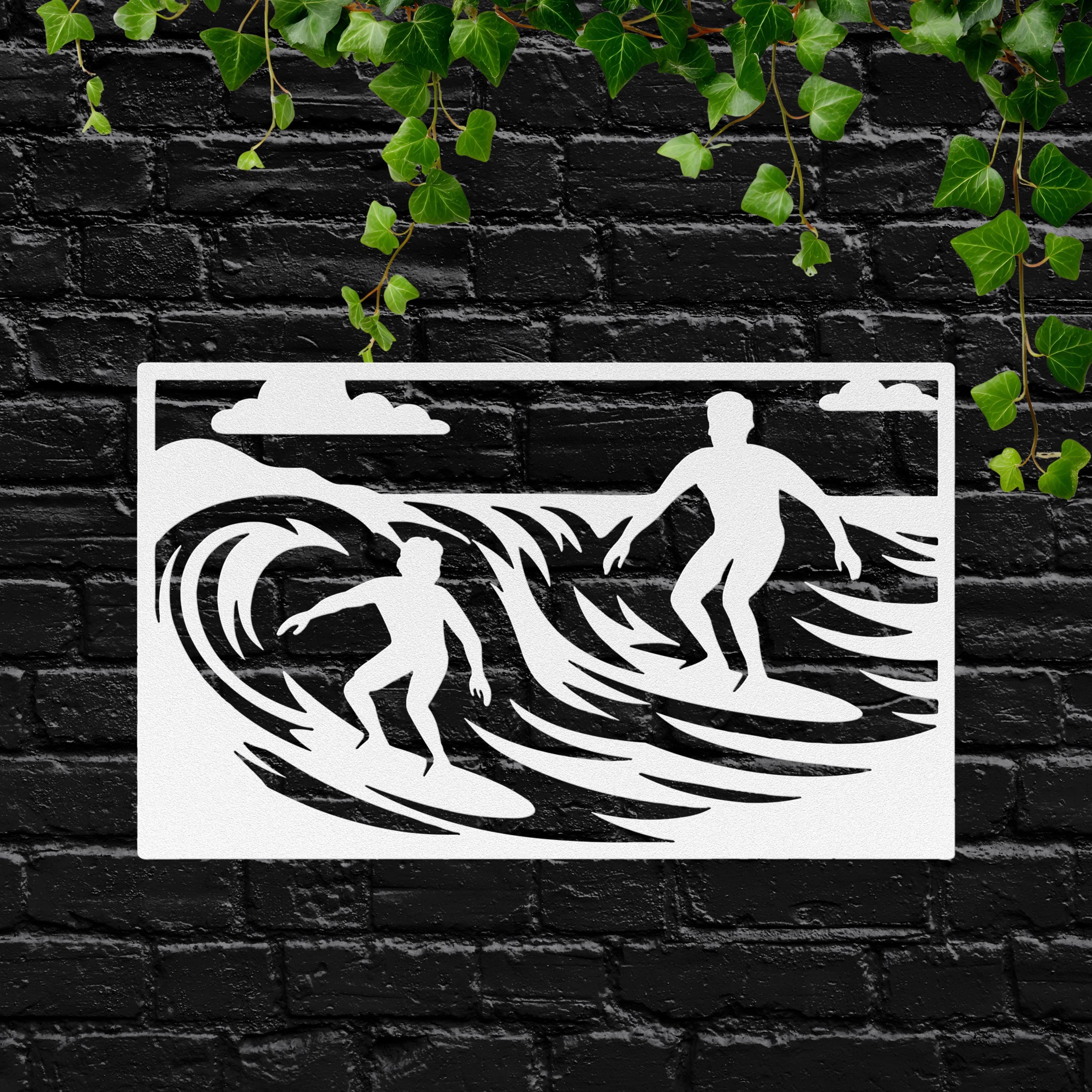 Surfing Metal Wall Art, Ocean Wave Rider Sign, Coastal Surfer Gift, Beach House Decor