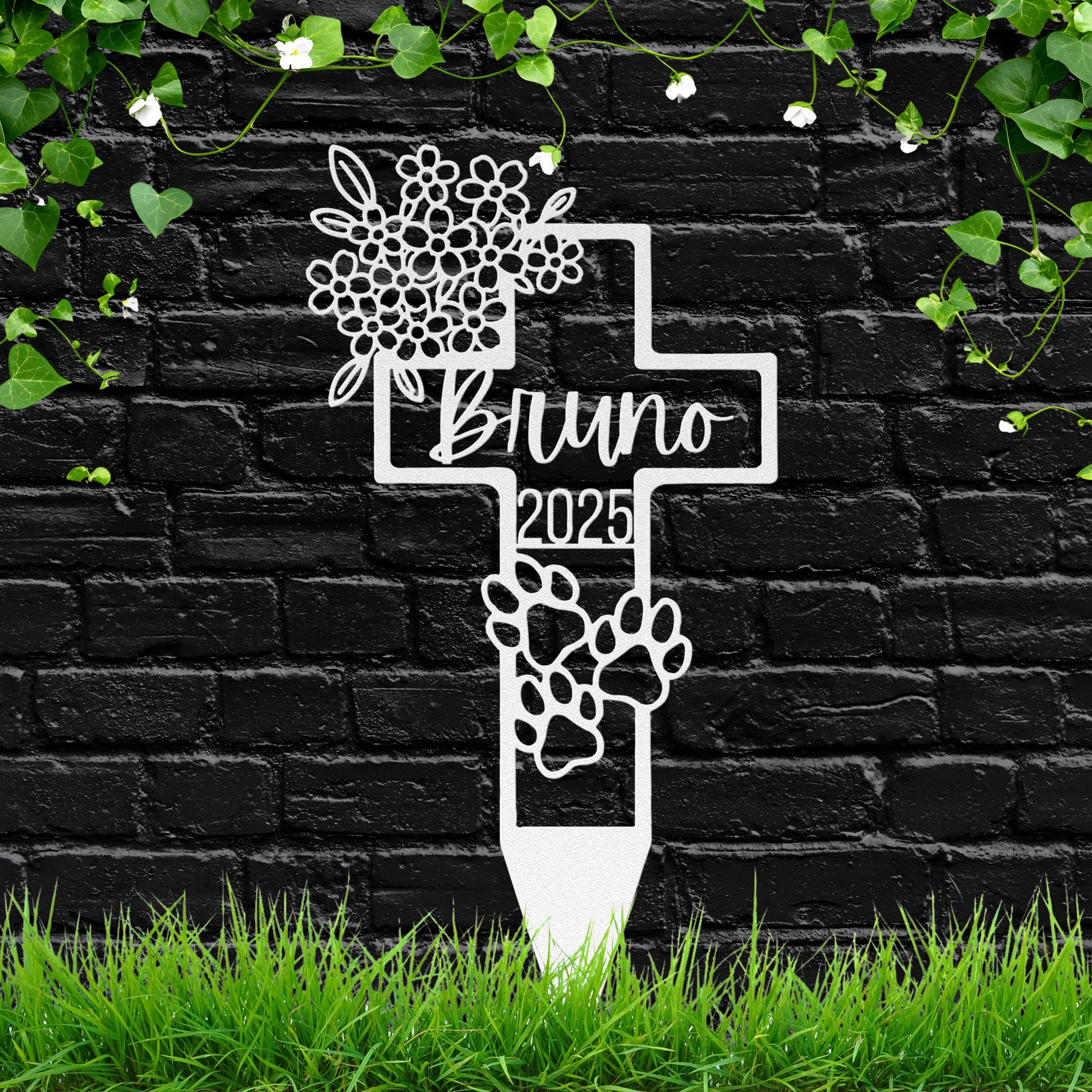 Pet Memorial Garden Stake - Custom Paw Print Marker | Personalized Dog Cat Remembrance Plaque