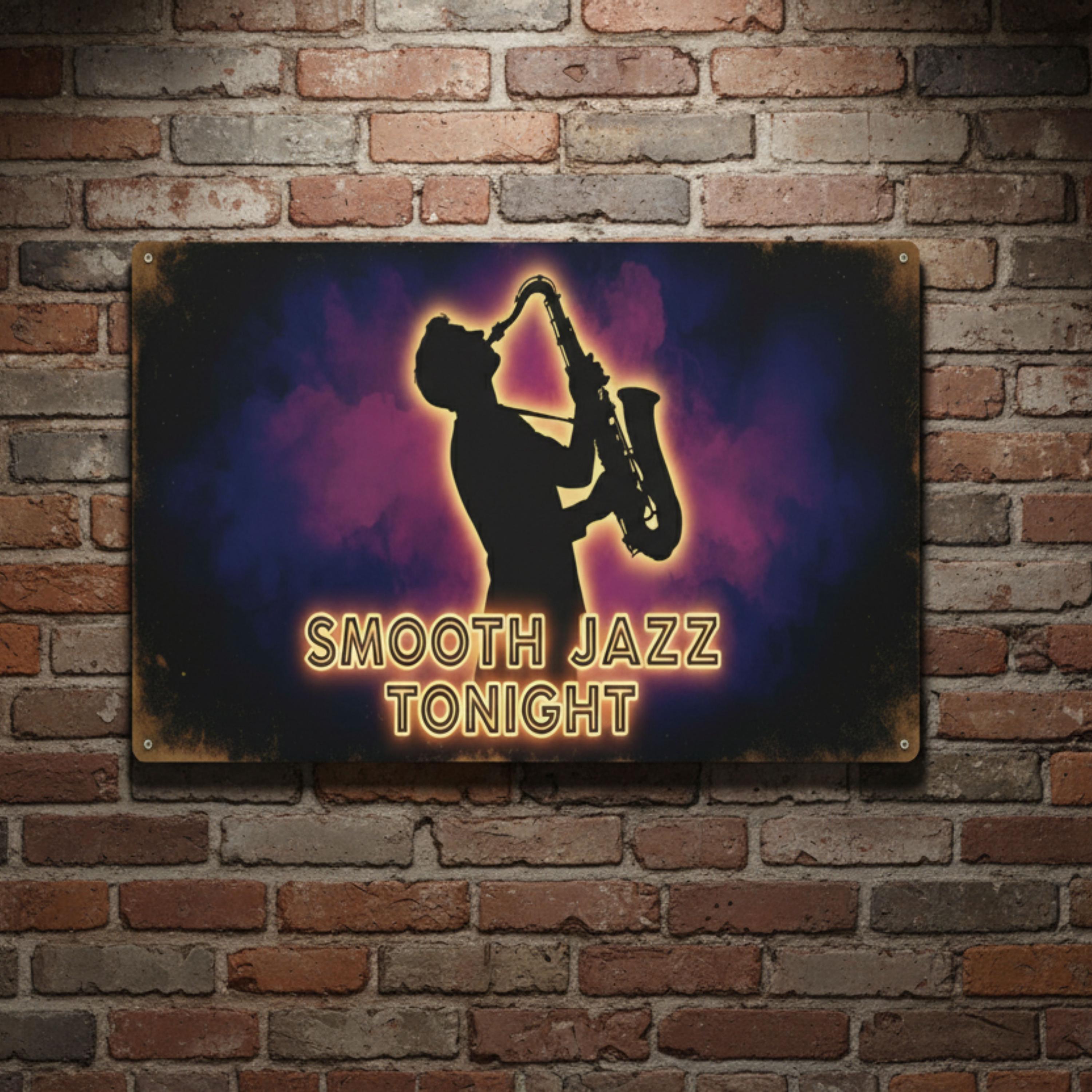 Jazz Club Decor – Retro Saxophone Metal Sign | Vintage Bar & Studio Art