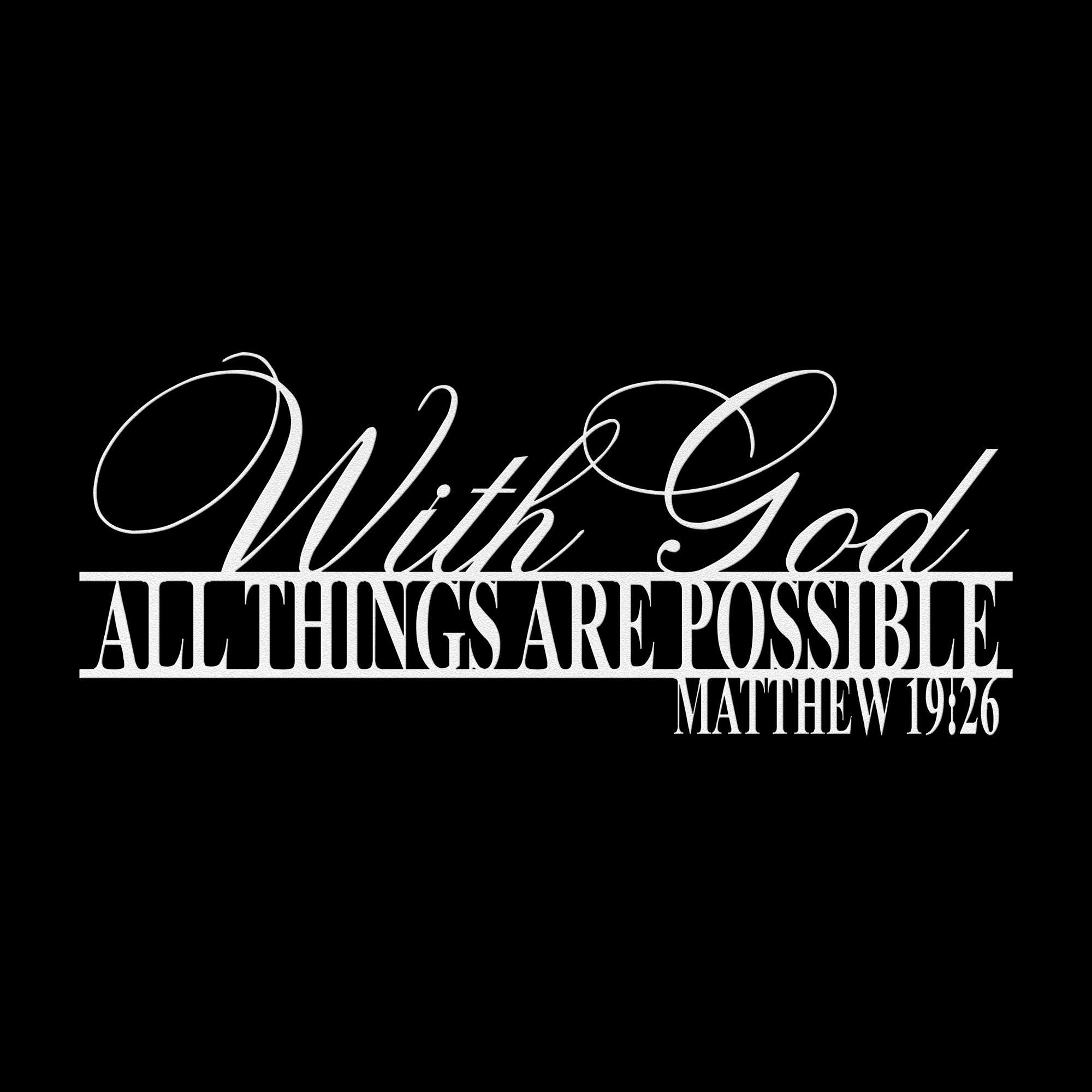 Matthew 19:26 Metal Sign, Christian Home Decor