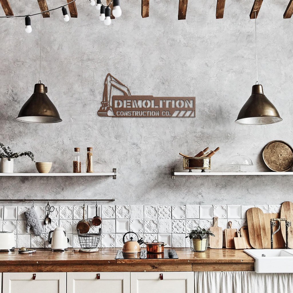 Excavator Metal Business Logo Sign – Custom Construction Decor