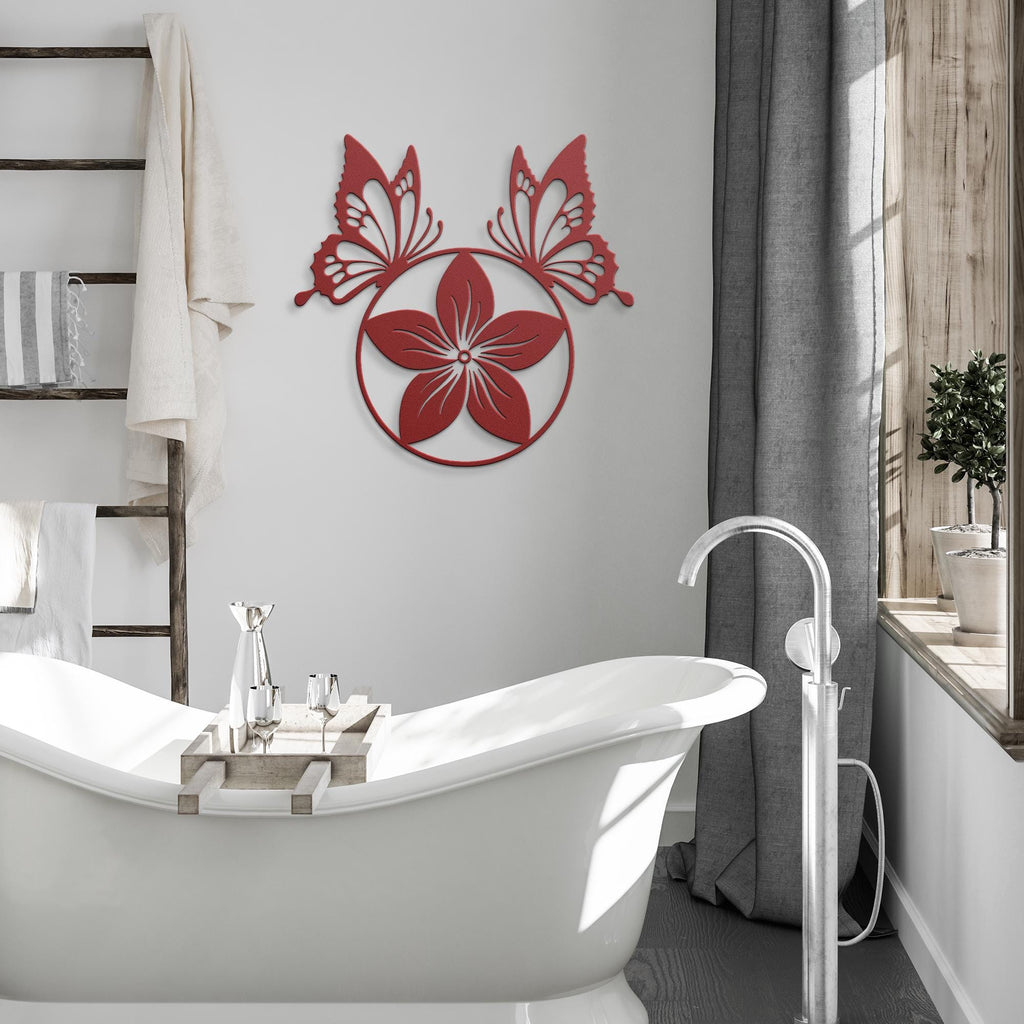 Butterfly and Flower Metal Art | Nature Die Cut Wall Sign | Minimalist Floral Decor | Spring Garden Insect Gift