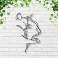 Woman and Cat Metal Line Art, Minimalist Feline Decor, Pet Lover Gift