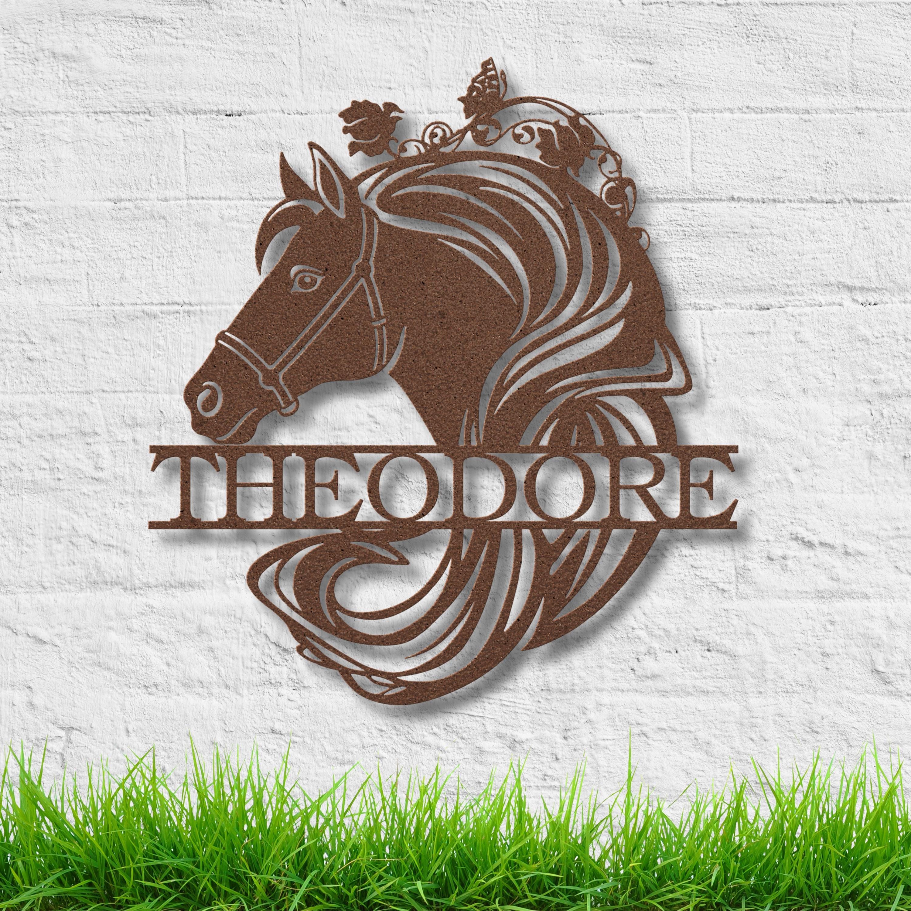 Personalized Horse Head Metal Sign, Equestrian Name Plaque