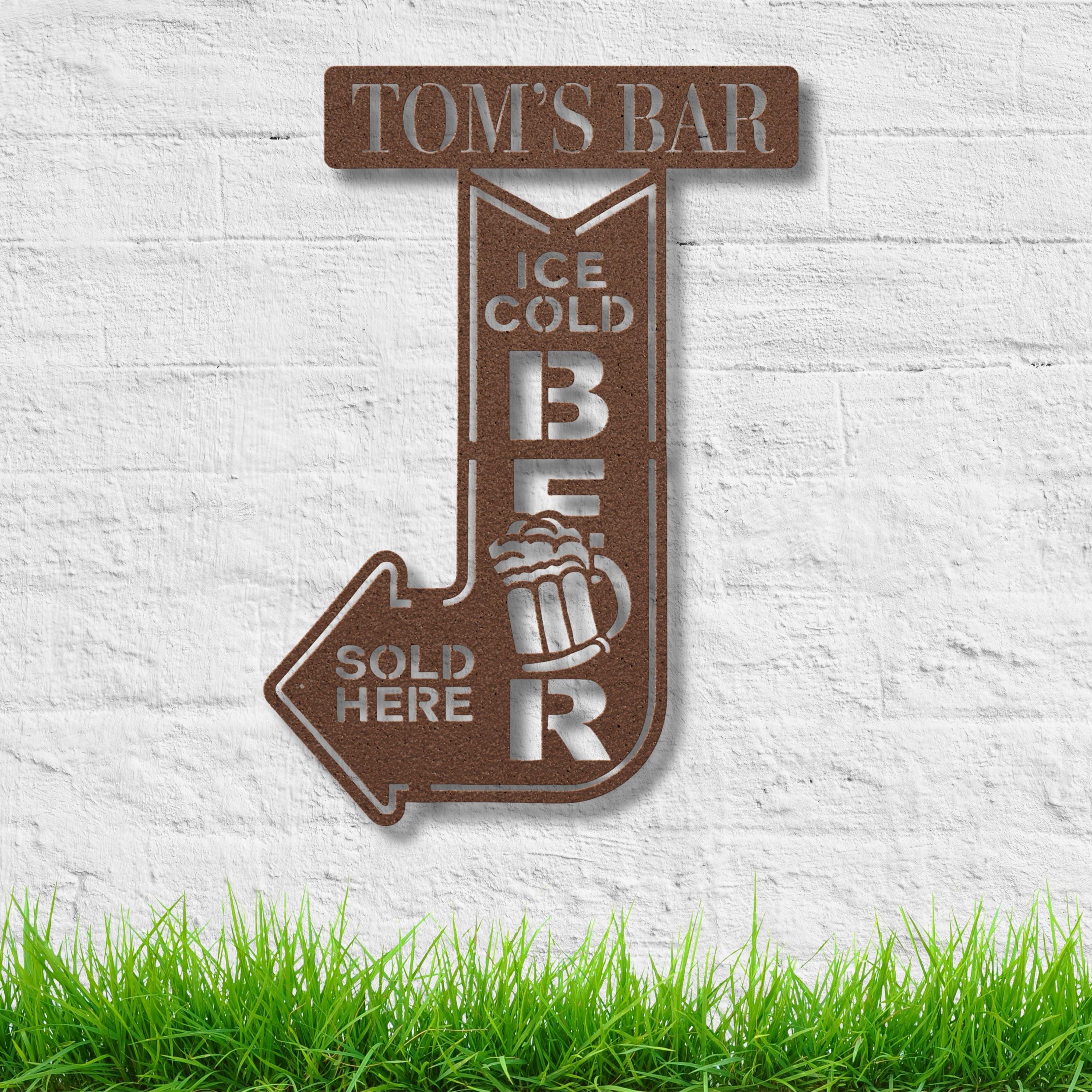 Custom Metal Bar Sign | Vintage Arrow, Man Cave Decor