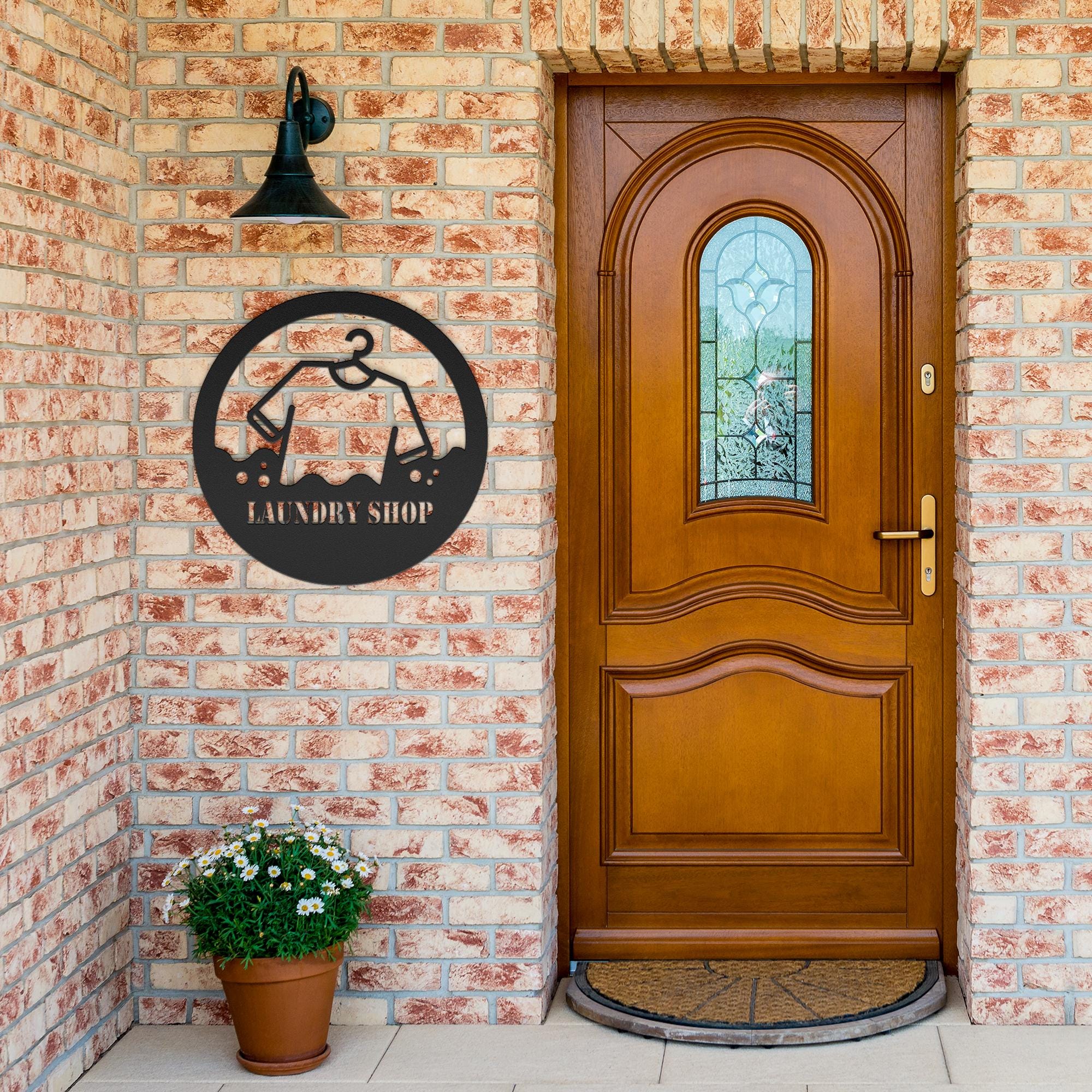 Custom Metal Laundry Business Logo Sign: Personalized Commercial Decor