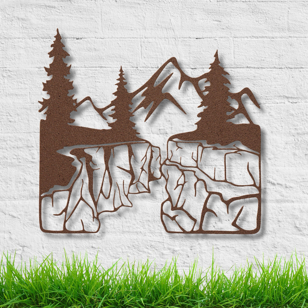 Mountain Canyon Metal Wall Art, Nature Landscape Die Cut Sign, Adventure Decor