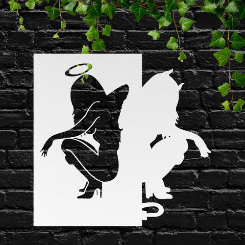 Angel Devil Wall Art – Good vs Evil Metal Silhouette Decor | Unique Contrast Design