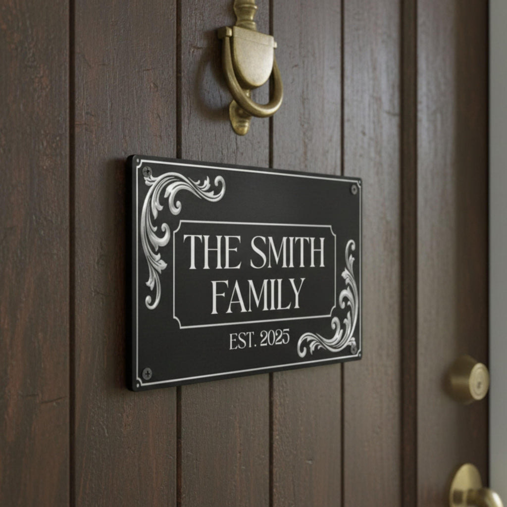 Personalized Family Name Metal Sign – Elegant Home Decor, Established Year