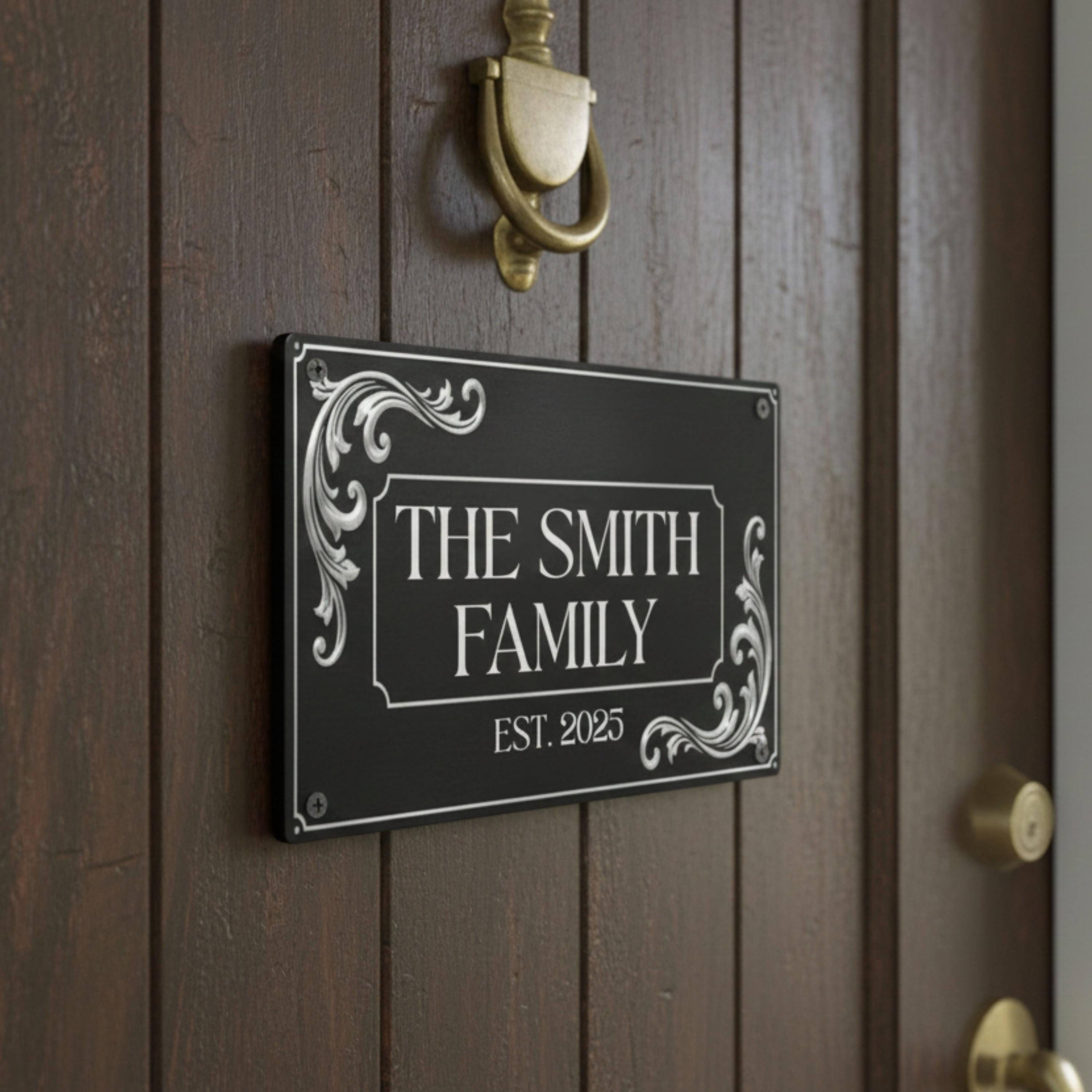 Personalized Family Name Metal Sign – Elegant Home Decor, Established Year