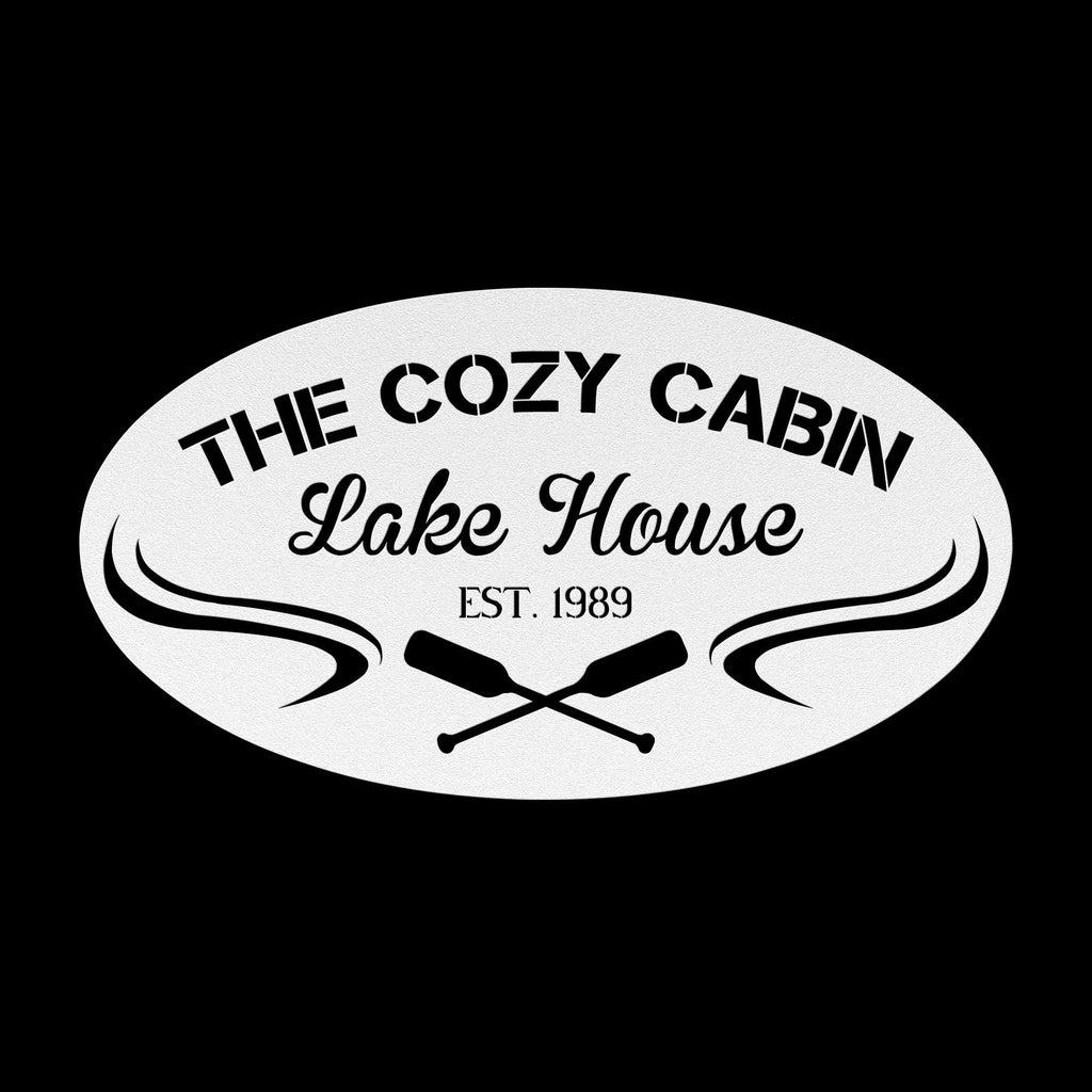 Custom Lake House Metal Sign: Paddle Oars Cabin Wall Art