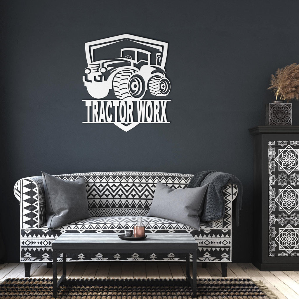 Custom Tractor Metal Sign: Farmhouse Decor, Personalized Farm Logo