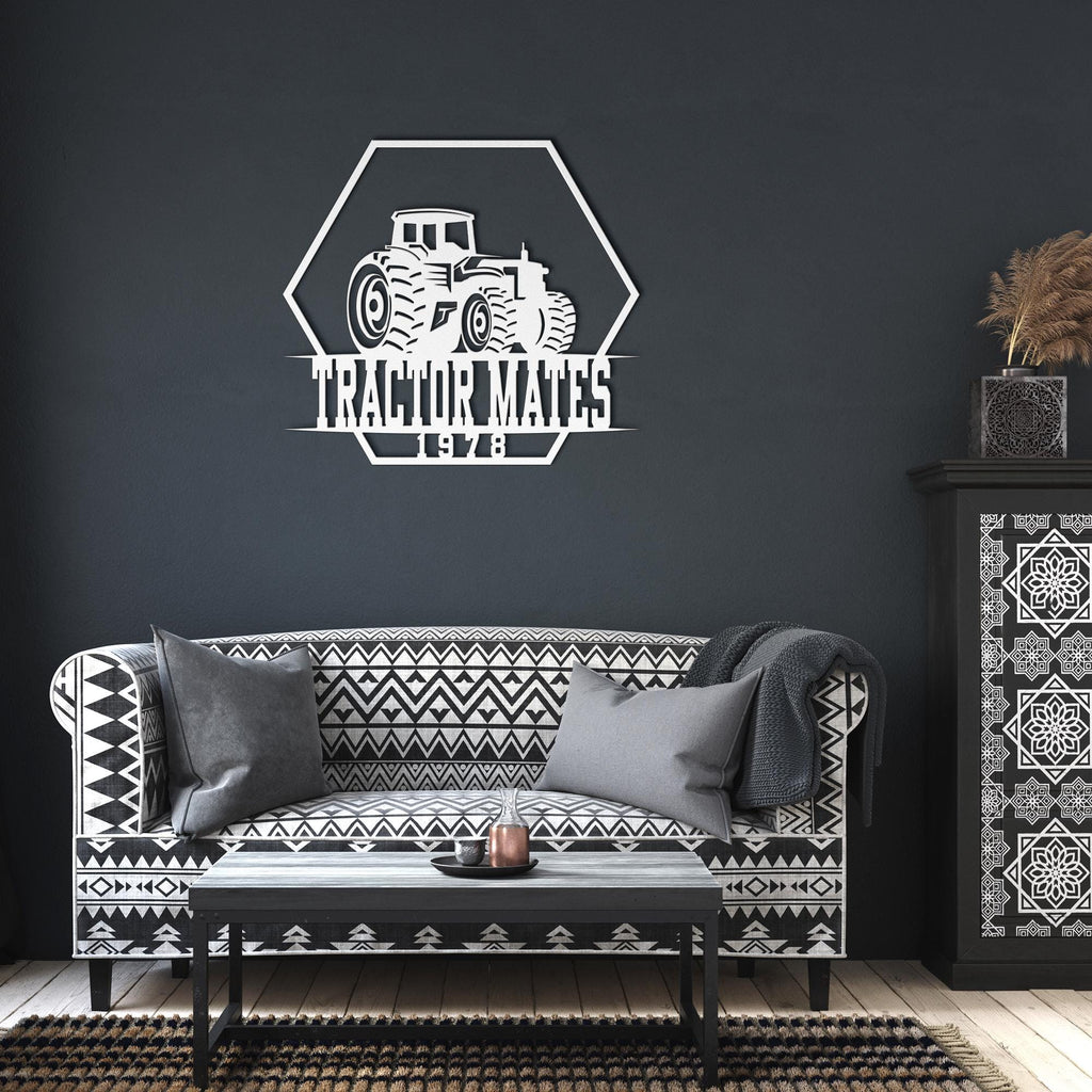 Custom Tractor Metal Farm Sign: Personalized Farmhouse Decor