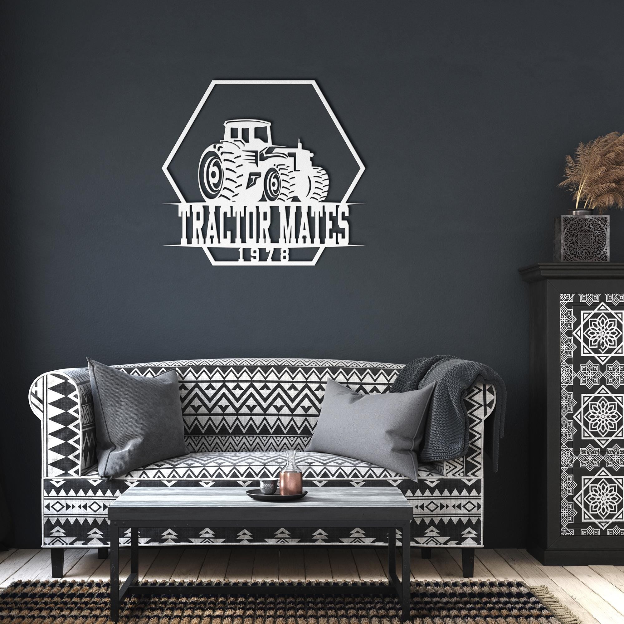 Custom Tractor Metal Farm Sign: Personalized Farmhouse Decor