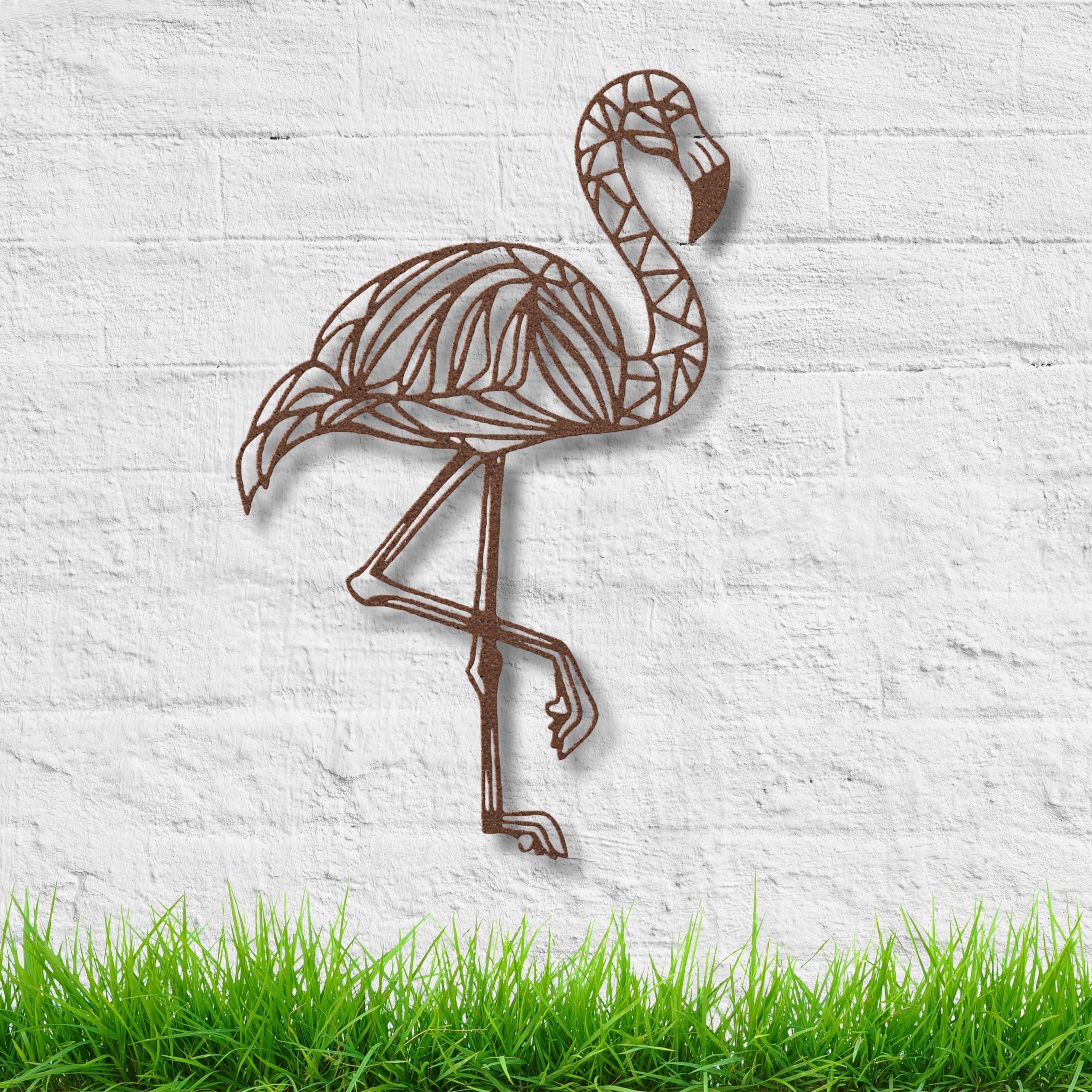 Geometric Flamingo Metal Wall Art, Modern Tropical Decor, Pink Flamingo Sign, Nursery Art