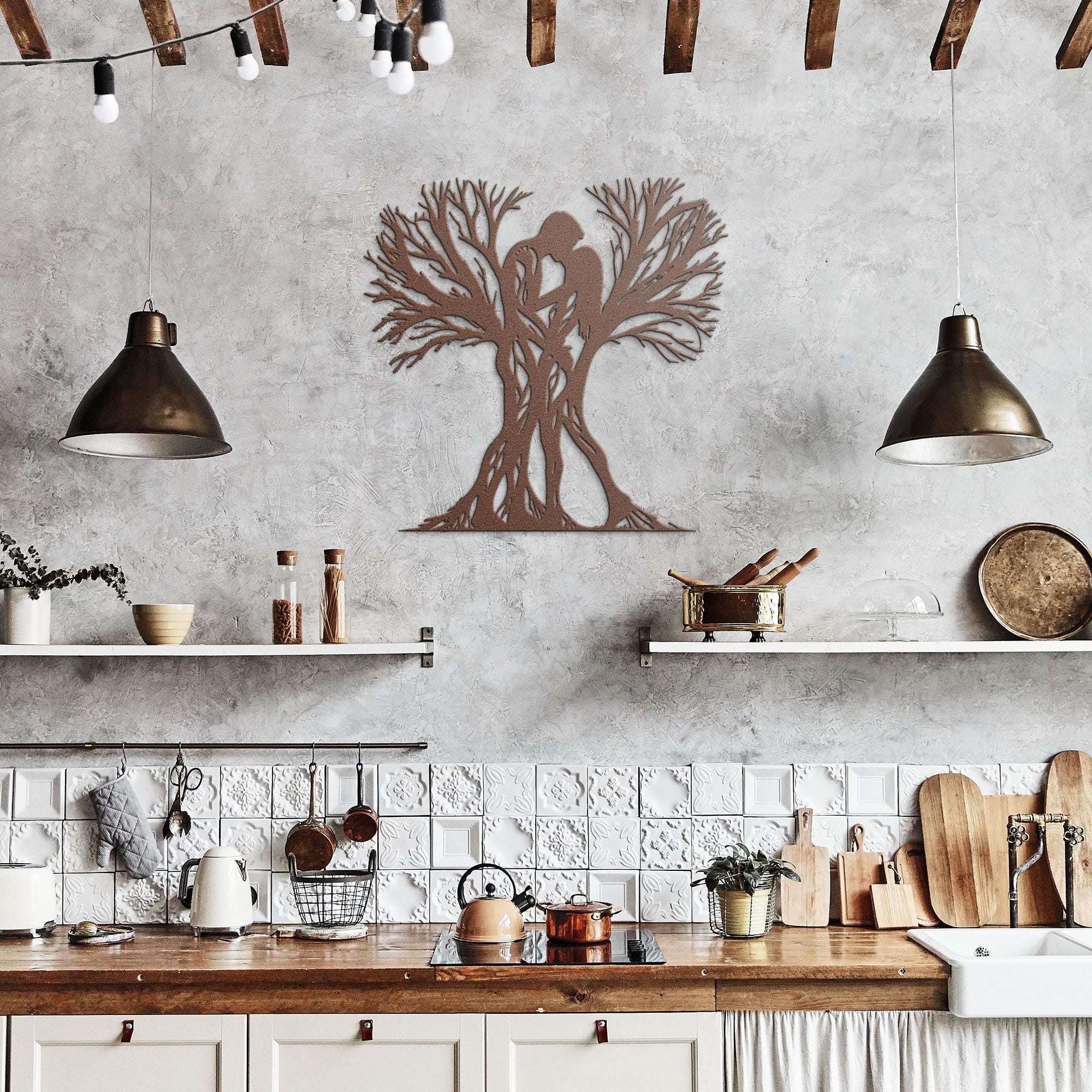 Tree of Love Metal Wall Art | Couple Silhouette, Anniversary Gift