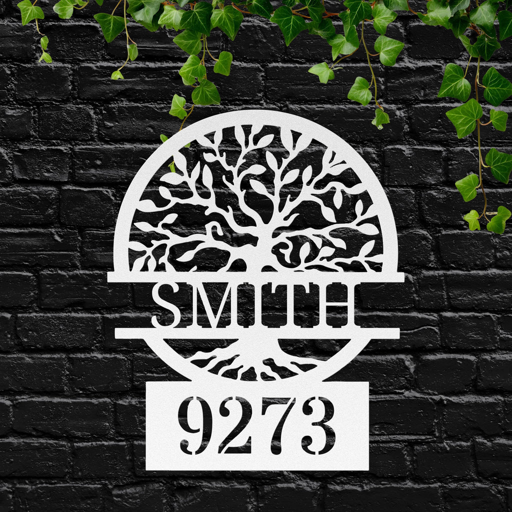 Custom Tree of Life Metal Address Sign, Personalized Family Name Plaque, House Number Decor