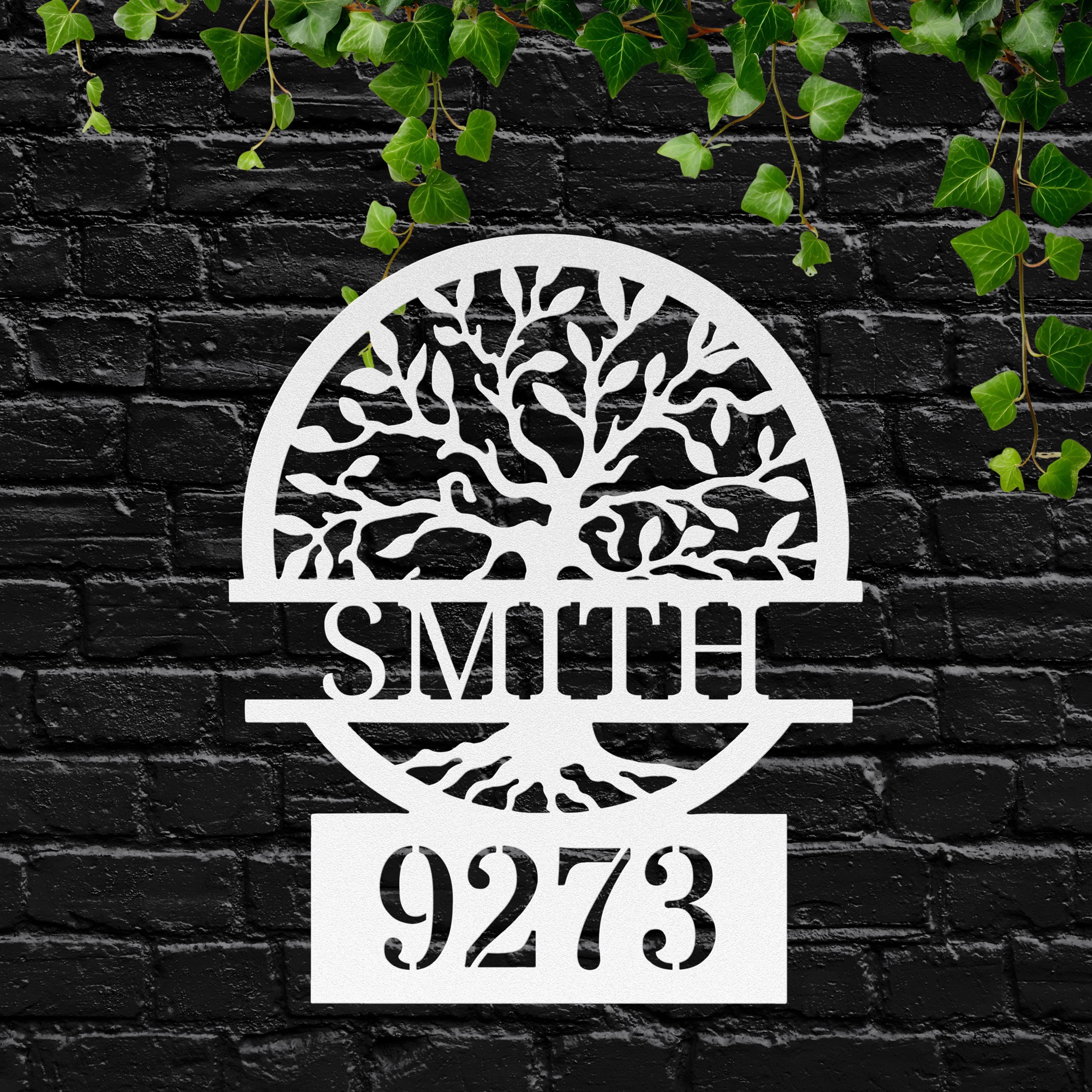 Custom Tree of Life Metal Address Sign, Personalized Family Name Plaque, House Number Decor