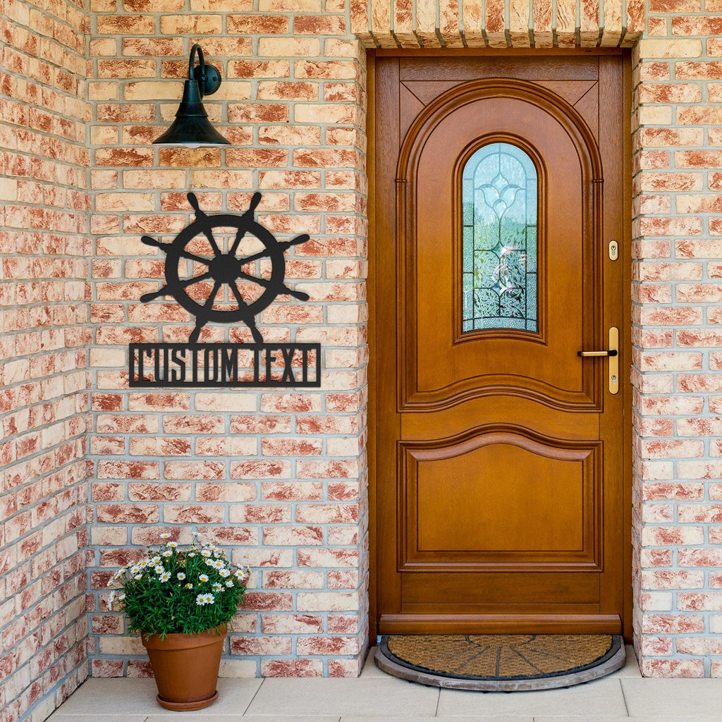 Custom Ship Wheel Metal Sign: Personalized Nautical Decor