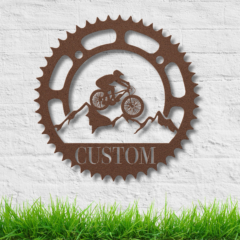 Custom Biker Metal Sign – Mountain Bike Art | Personalized Sports Sign & Garage Decor
