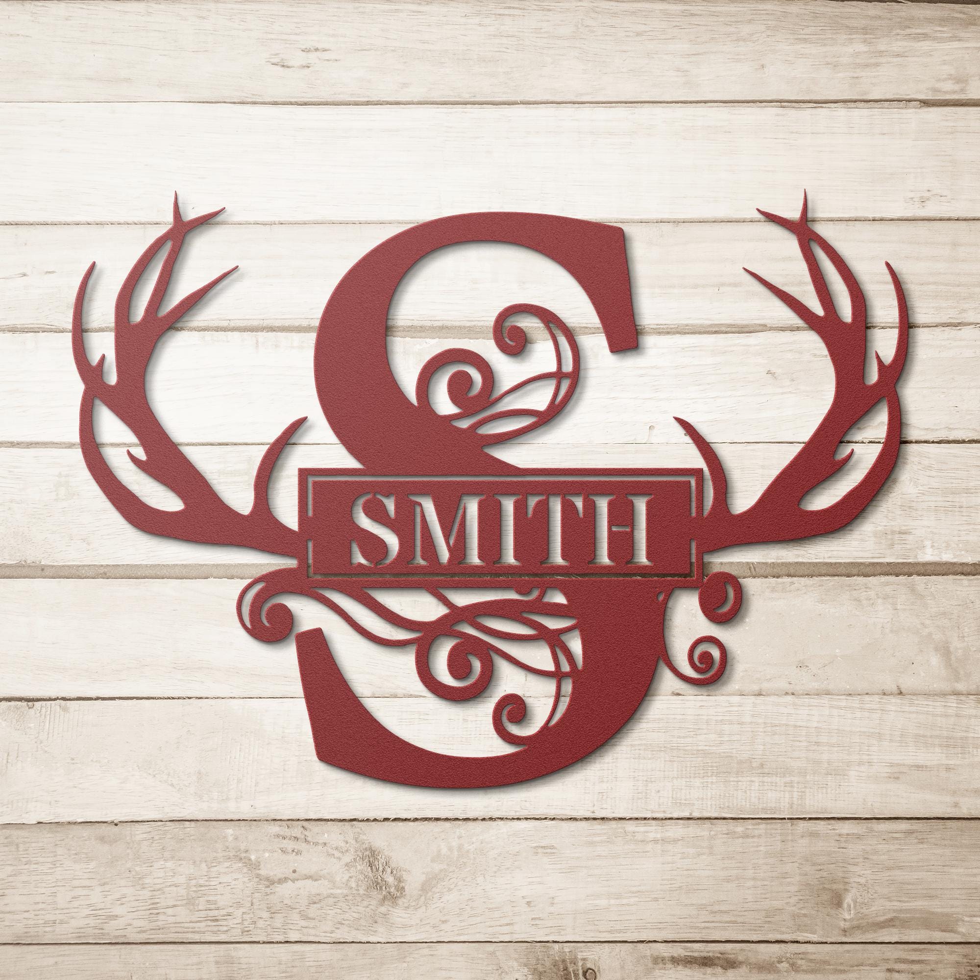 Custom Antler Metal Sign, Personalized Family Name Decor, Rustic Cabin Art, Hunting Gift