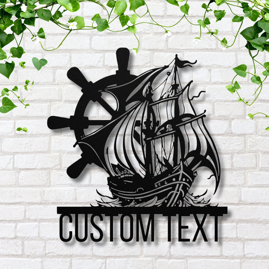 Custom Ship Metal Sign | Personalized Sailing Home Decor | Nautical Pirate Boat Wall Art Gift