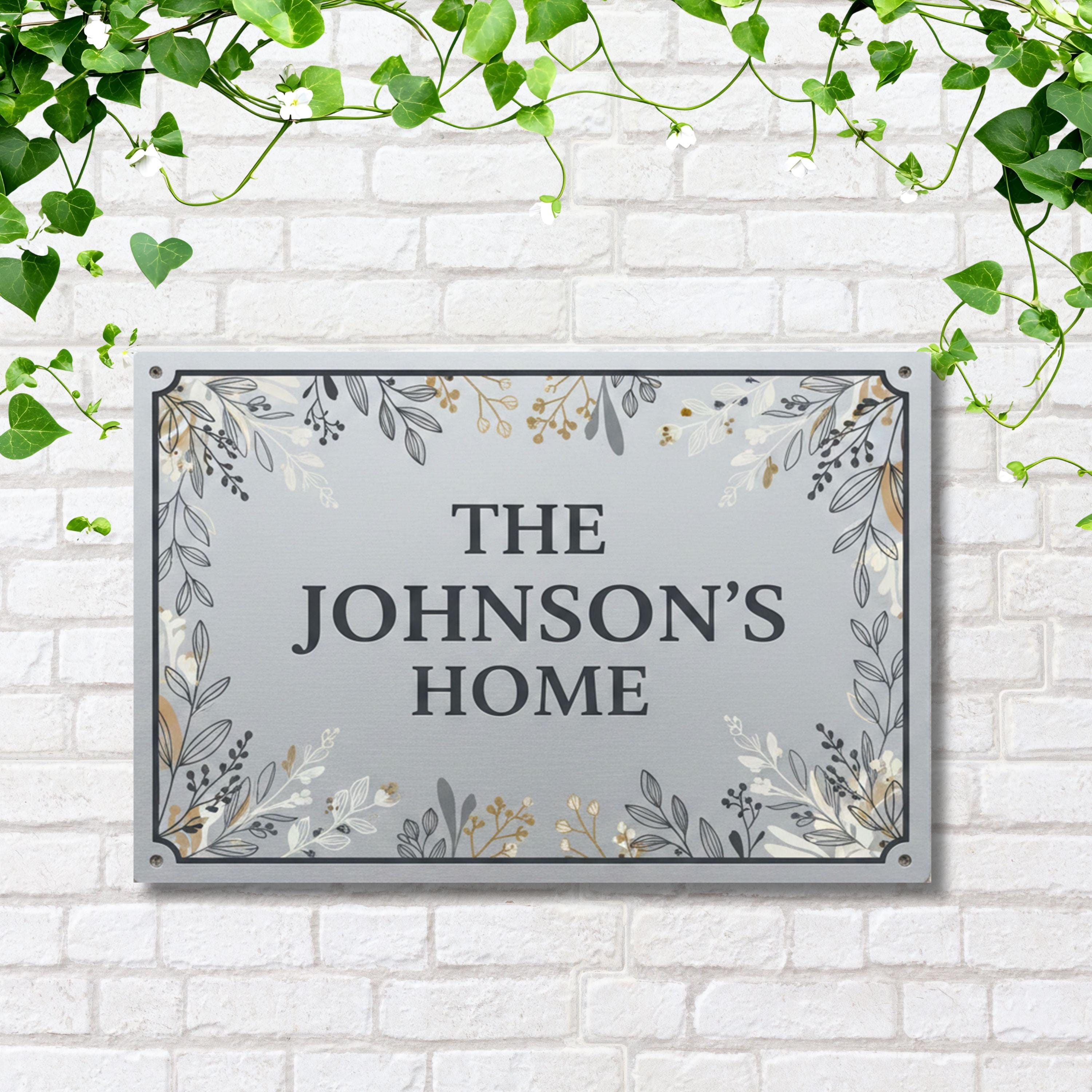 Custom Family Name Sign, Personalized Floral Metal Wall Art, Housewarming Gift, Entryway Decor