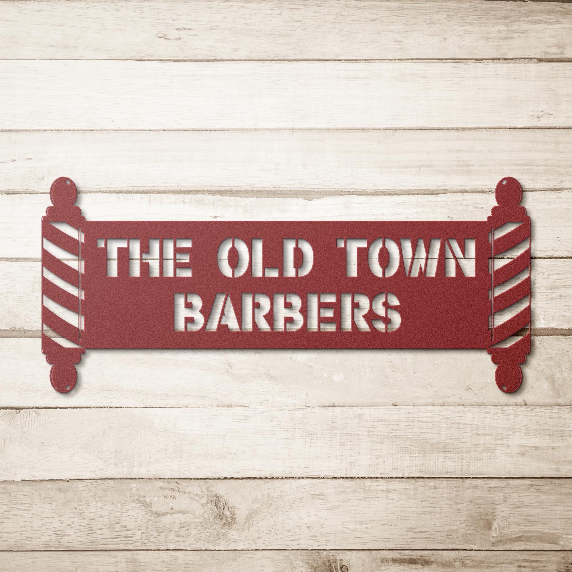Custom Metal Barbershop Sign: Barber Pole Logo, Personalized Business Decor